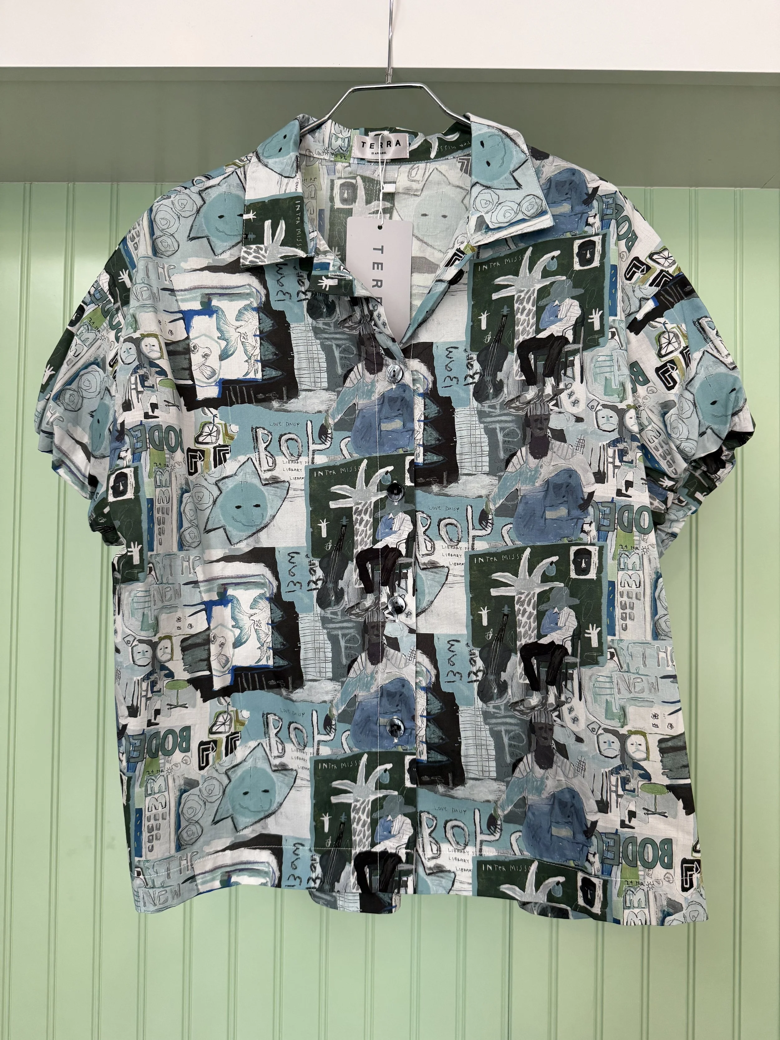 Cool Abstract Art Print Button-Down Shirt - by TERRA SJ APPAREL