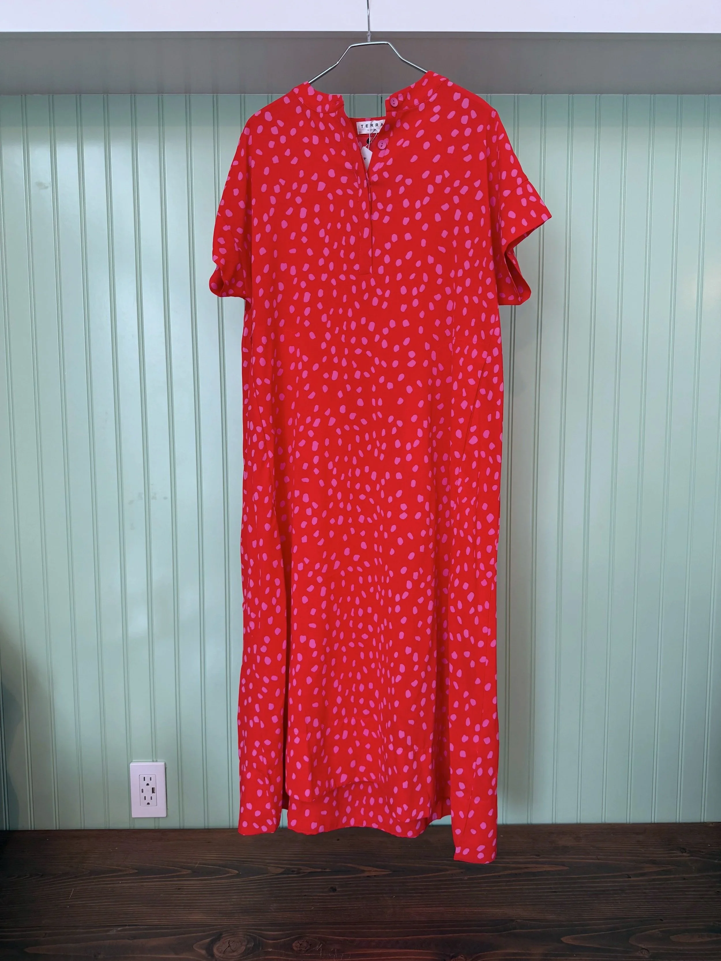 Spotted Pink & Poppy Red Dress by TERRA SJ APPAREL