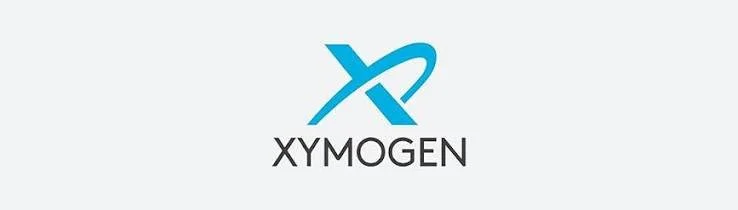 Xymogen logo with stylized blue X and text