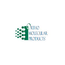 Logo for Ortho Molecular Products featuring a stylized molecular structure and the company name