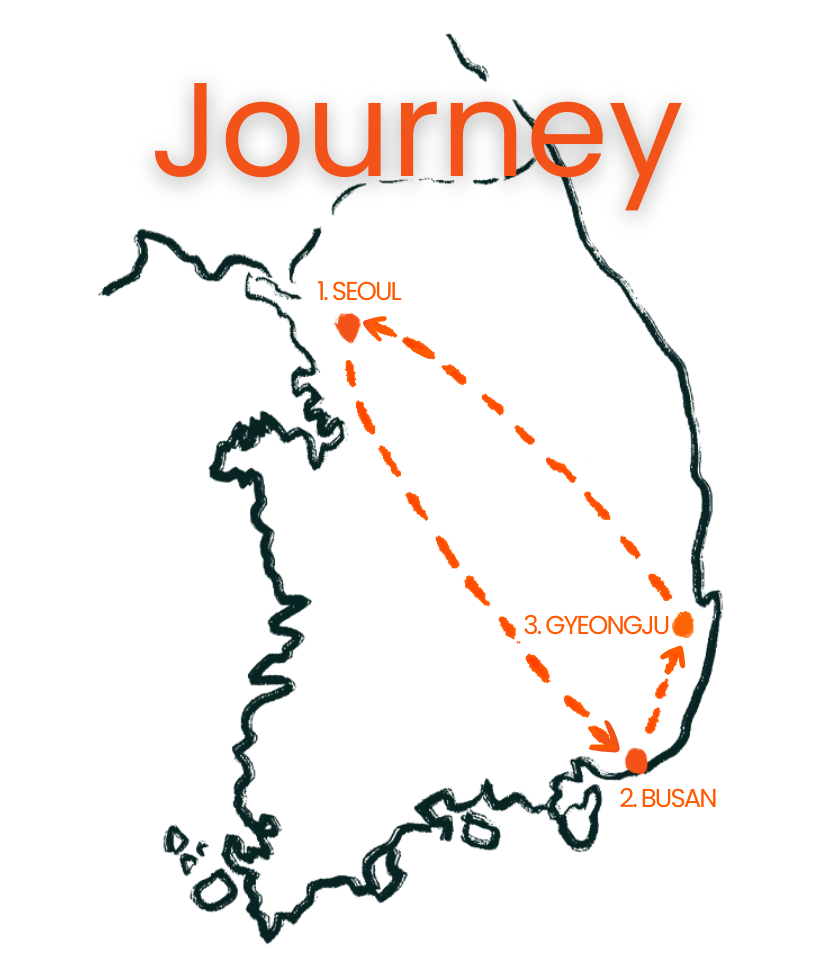 A map of the United States with the word 'Journey' written above it in large orange text.