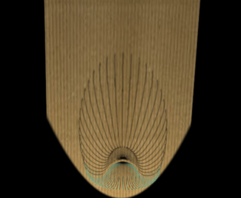 When we play with lights from behind at an angle, it creates the shape of a single peacock feather