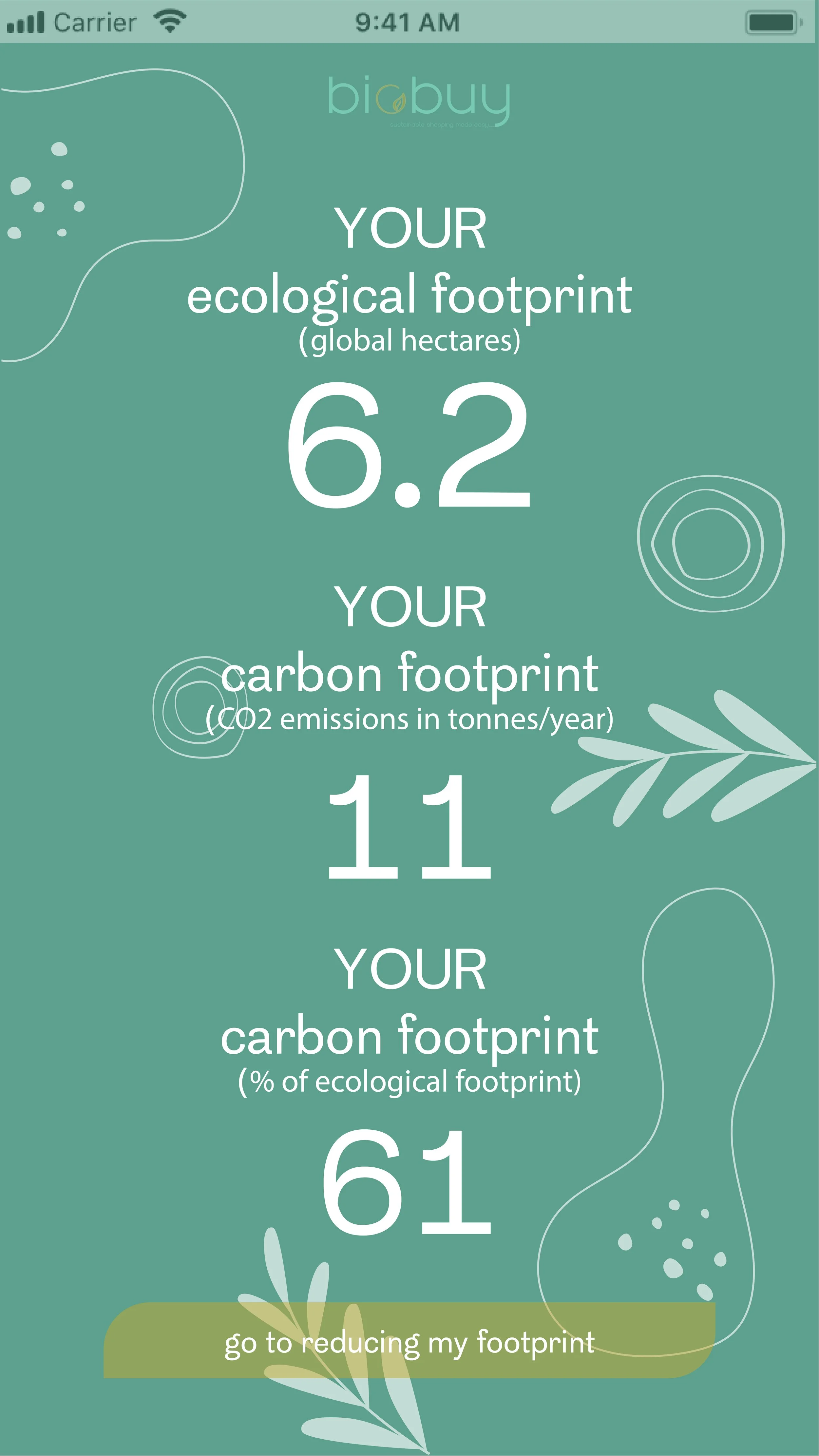 Users see their carbon footprint in three different ways, giving them a complete picture of how they impact the environment.