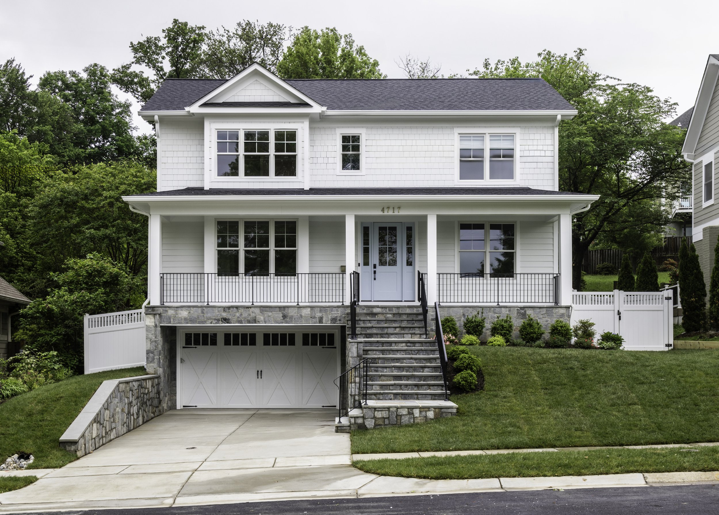 white farm house, custom home Kensington Maryland