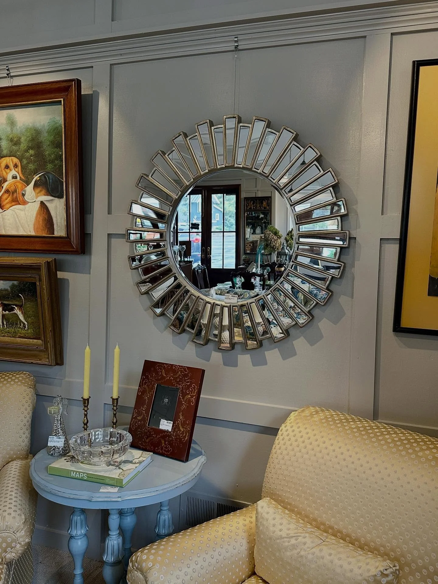 A Contemporary Silver Gilt Starburst Mirror
$322.15
39&rdquo; Round 

Call 215-798-6970 or stop in to purchase
All sales are final 
#curatedcollections #starburstmirror #mirror #consignment #homedecor #d&eacute;cor #consignment #newhopepa #shopbucksc