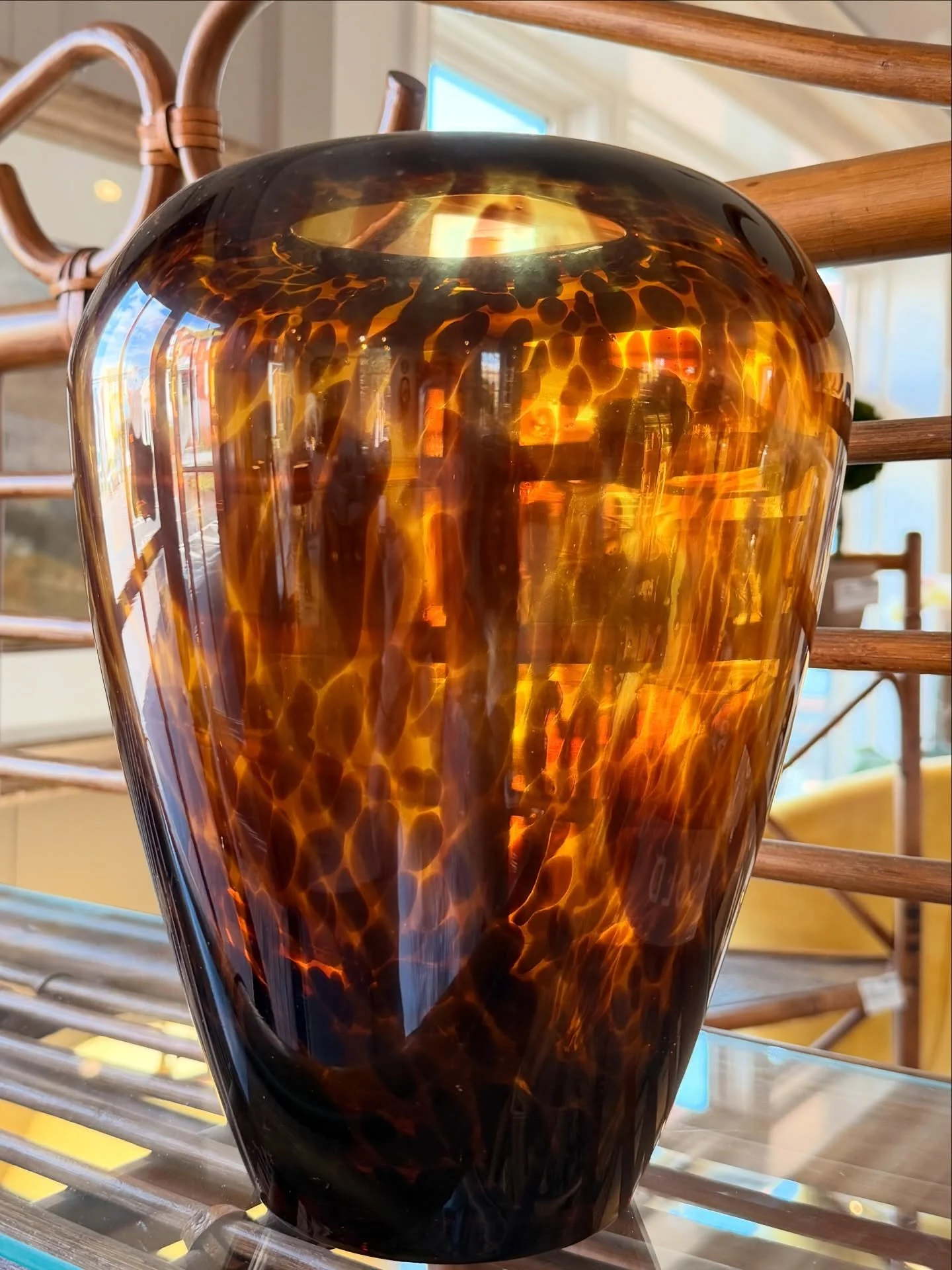 A fabulous hand blown vintage tortoise glass vase.
$72.25

Call 215-798-6970 or stop in to purchase.
All sales are final.
#tortoiseglass #tortoisevase #vintage #homedecor #consignment