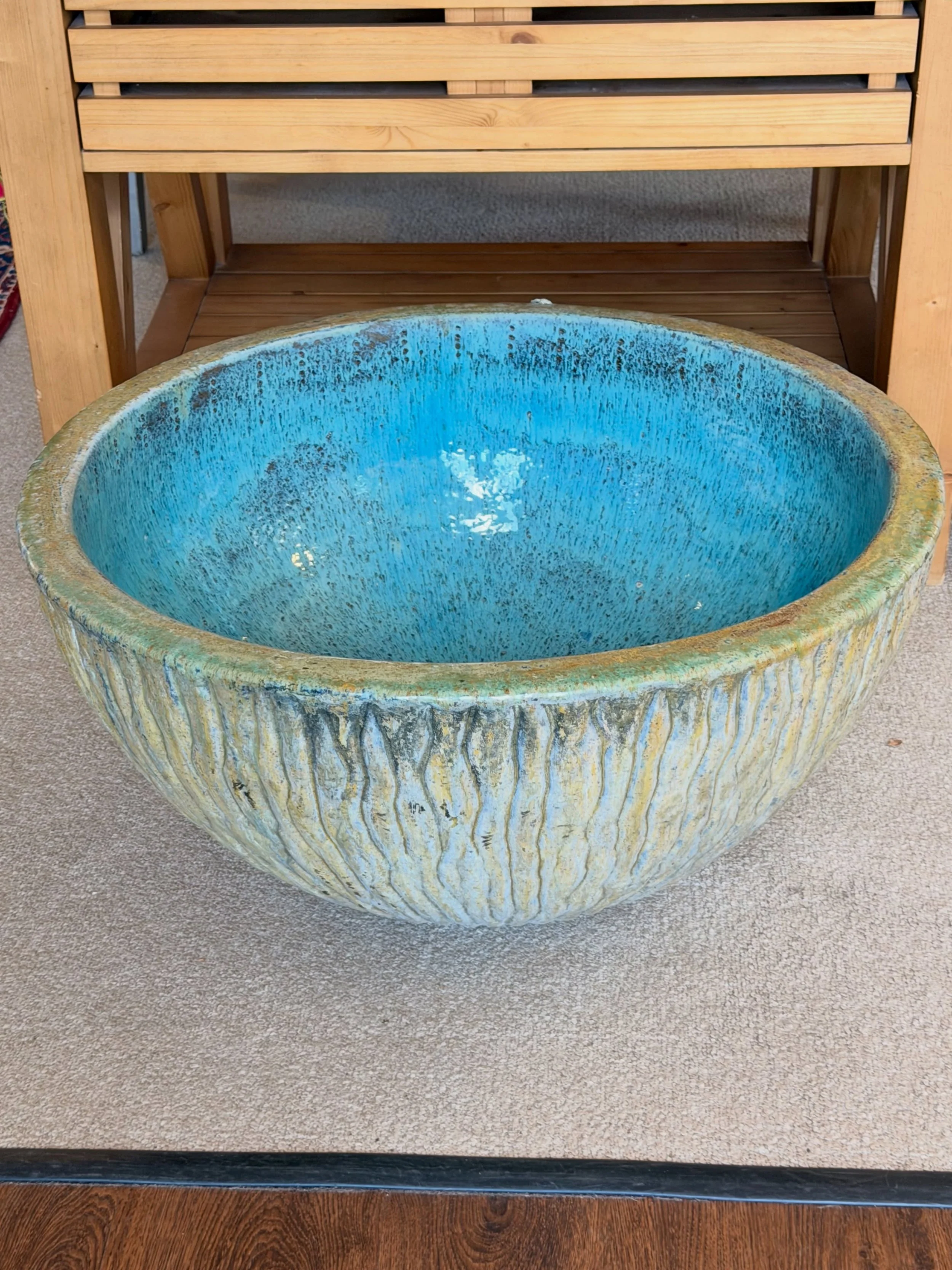 A gorgeous piece for your garden! 
The most beautiful blues and greens💙💚
23&rdquo; round x 13&rdquo; high
$420.75

Call 215-798-6970 or stop in to purchase.
All sales are final.
#consignment 
#gardens 
#gardenornaments 
#buckscounty
#curatedcollect