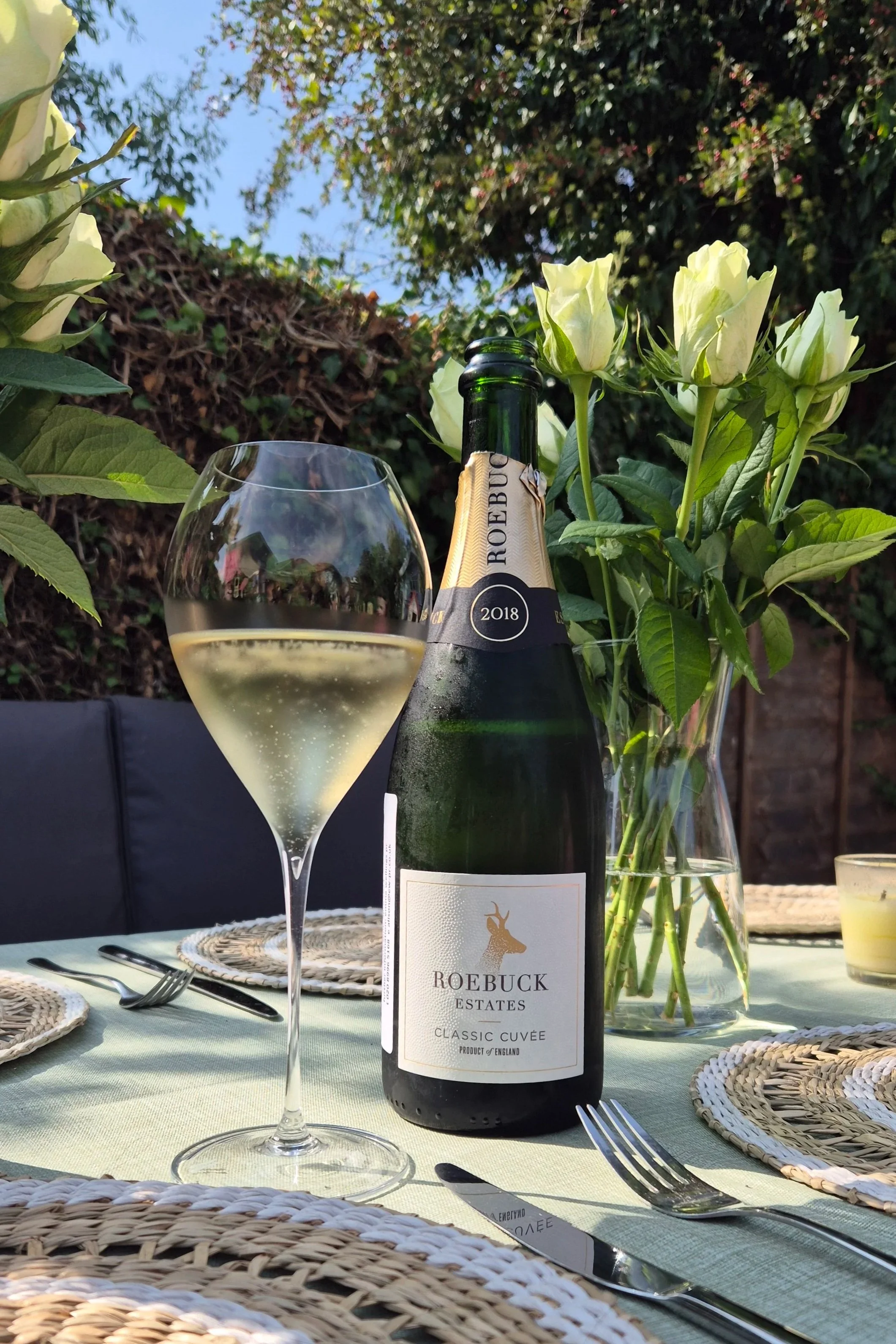 Bottle of Roebuck sparkling wine