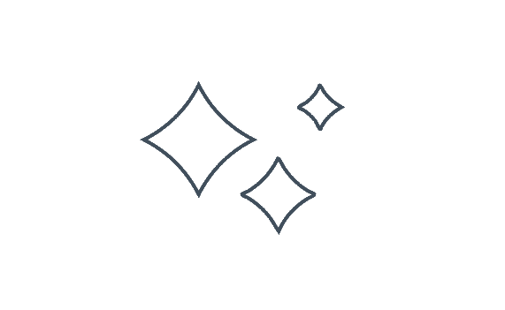 Three outlined sparkling star icons of different sizes on a gray background.