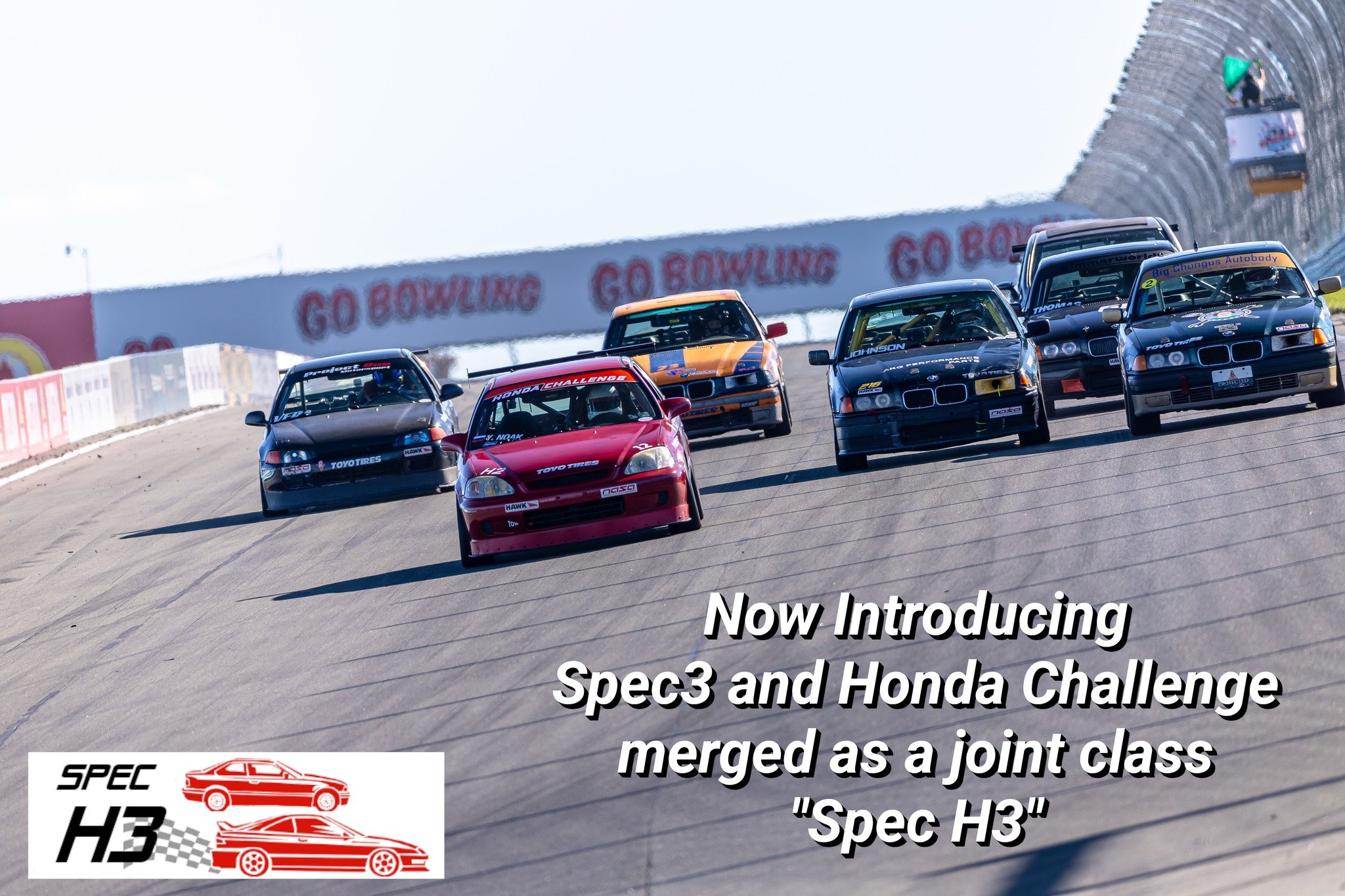 For Immediate release:

Following the popularity of classes combining front wheel drive and rear wheel drive cars together, Honda Challenge and Spec3 rule makers have released an innovative new rule set that brings two juggernaut classes together for
