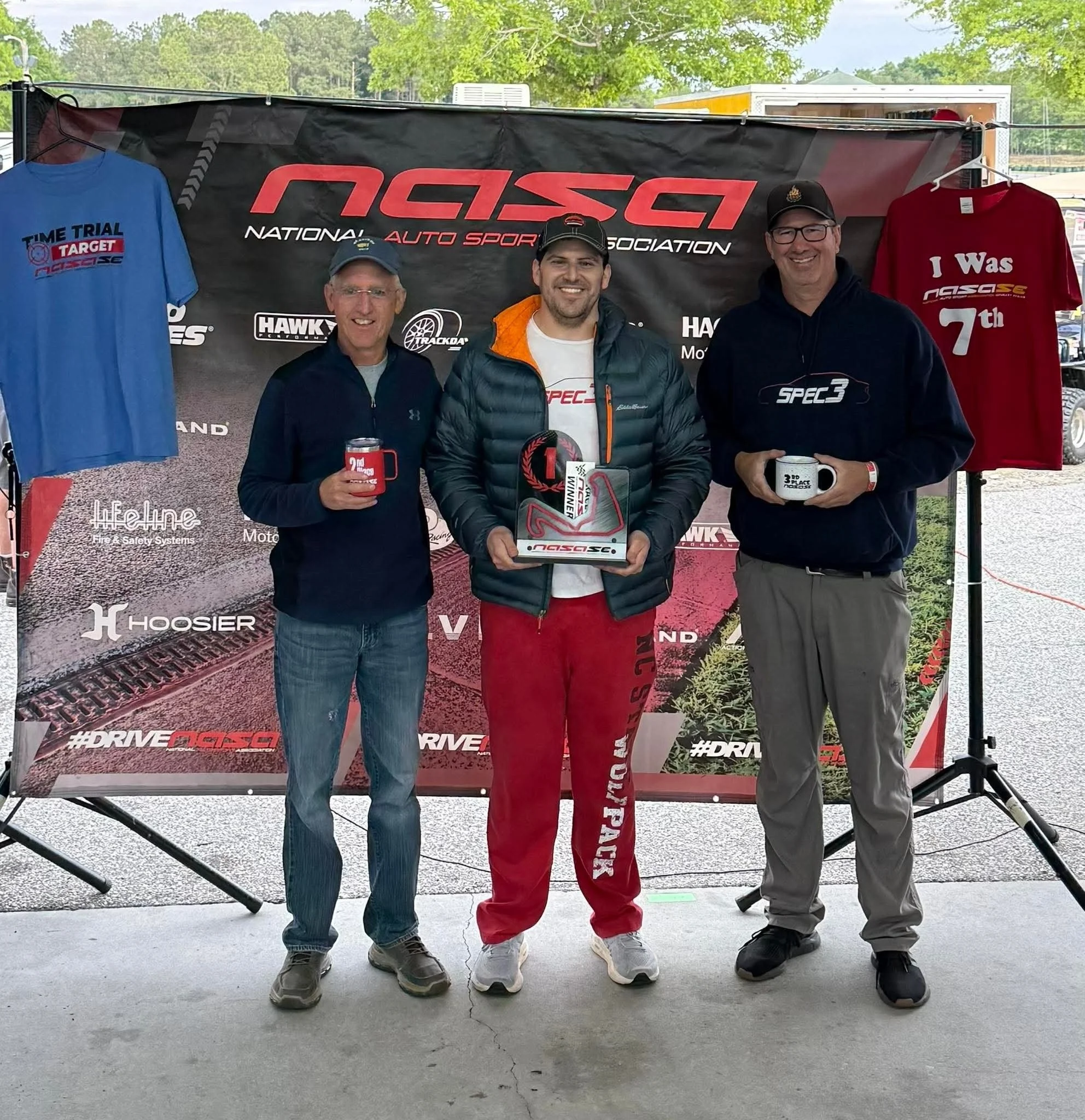 Your Spec3 race 1 podium from CMP! 2 more races today with NASA Southeast. 

🏆Chris Araj
🥈Bob Ross
🥉Daniel Darlington 

Follow live timing on Speedhive.