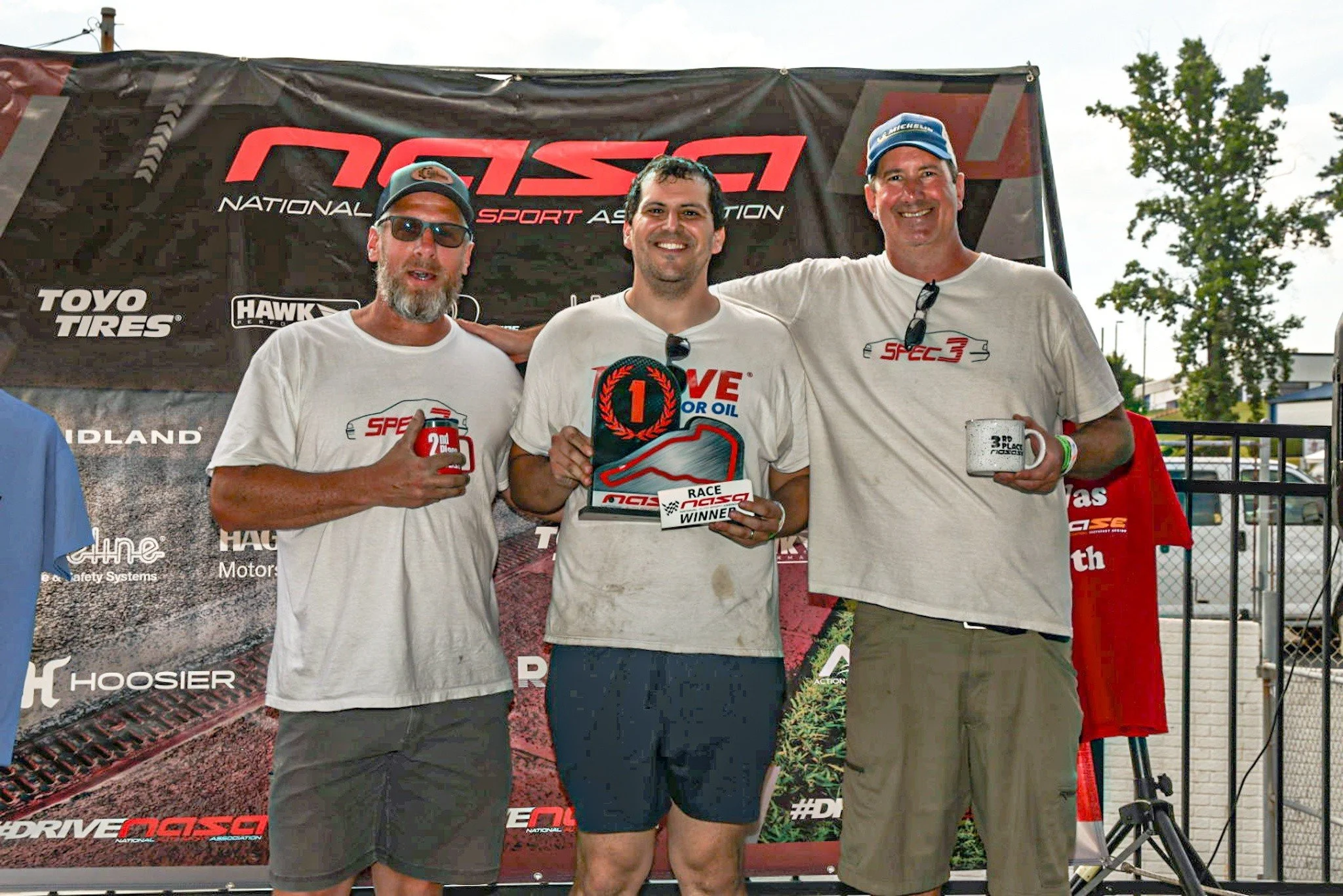Your Spec3 podium from Race 1 at Road Atlanta with NASA Southeast! 

🏆 Chris "Aram" Araj
🥈Chris Feldhaus
🥉Daniel Darlington 

Stay tuned for more racing today! 

Race 2: 8:40 AM
Race 3: 1:10 PM

📸 Politipixels