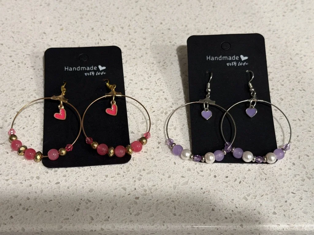 Beaded Heart Hoop Earrings