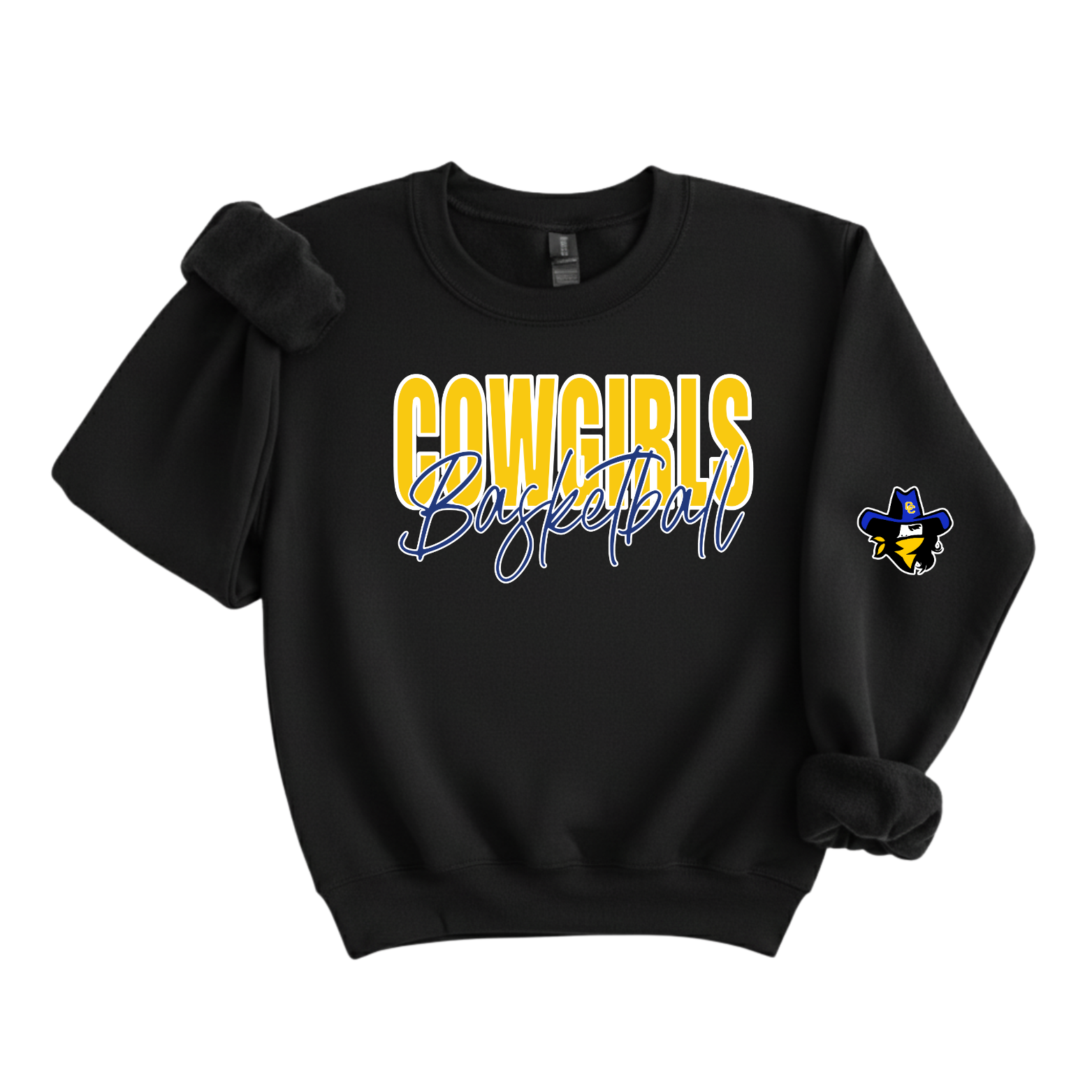 Cowgirls Cursive Crewneck -Mascot Sleeve