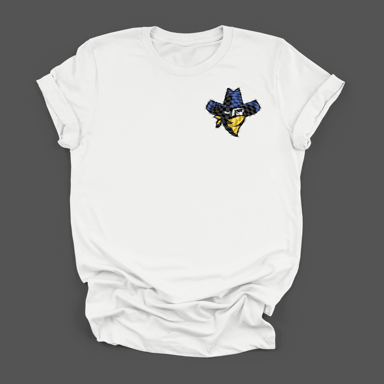 Cowboys Checkered Logo Tee- White