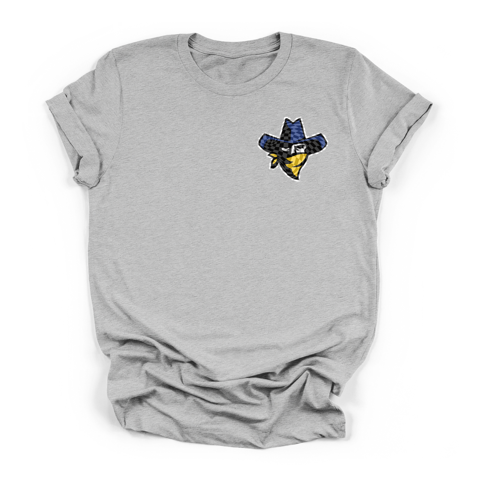 Cowboys Checkered Logo Tee- Sport Grey