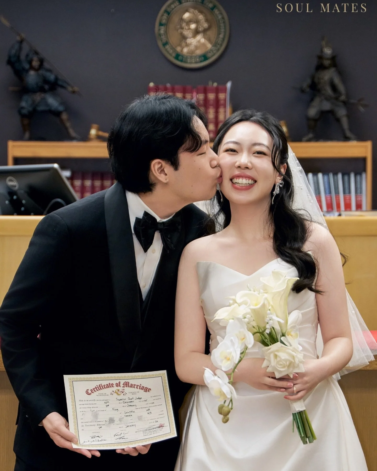 Across 1,200 km for one sacred &ldquo;I do.&rdquo; 🏛️Beneath the murals of the King County Courthouse, they signed their forever 💍

This one is extra special: the bride flew from Calgary, Canada just for this ceremony and told us, &ldquo;Soul Mates