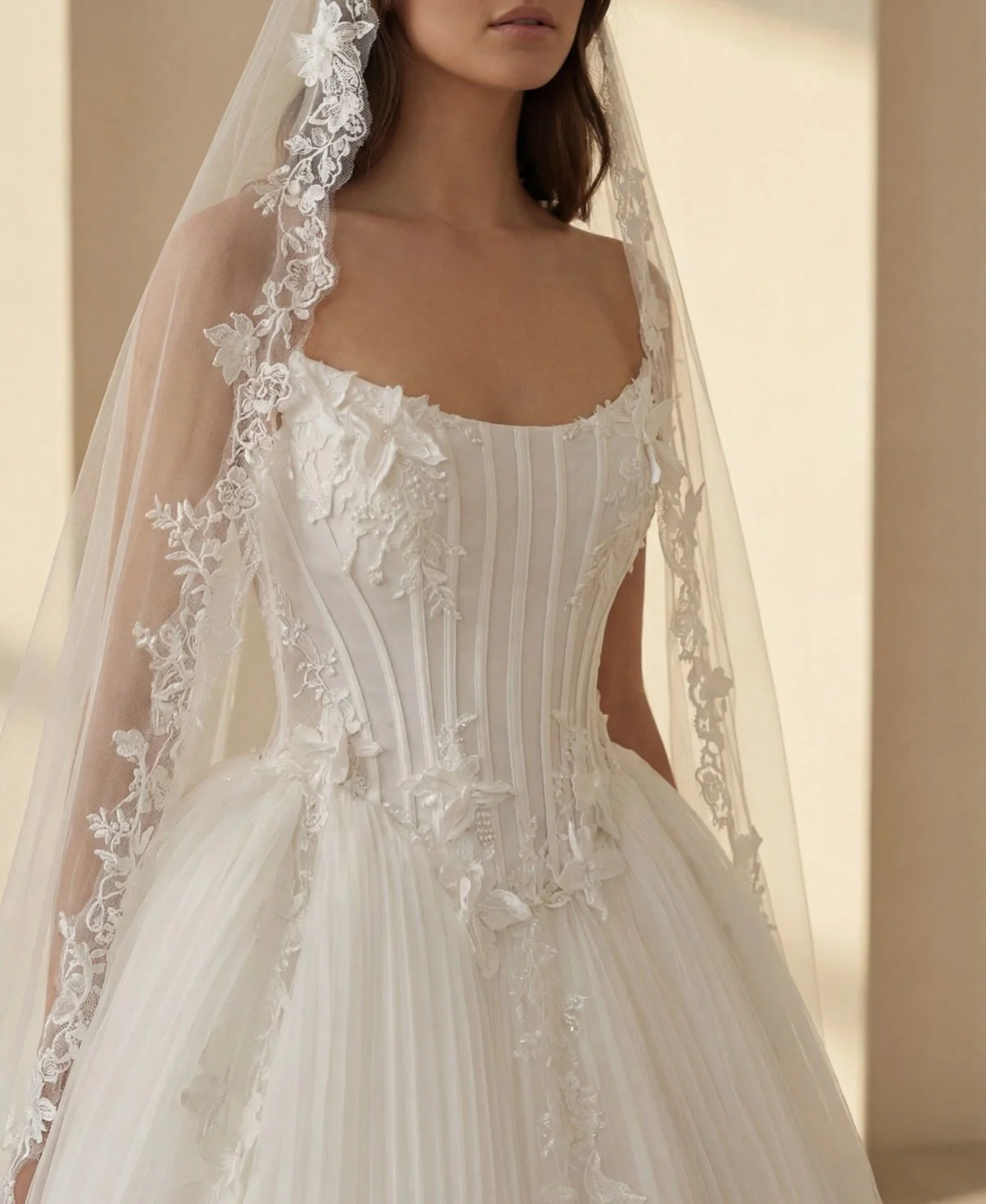 She doesn&rsquo;t walk, she drifts.
Like something caught between light and air;
between what is seen, and what is only felt. ✨

A silhouette shaped by movement,
structured yet weightless,
where pleats fall like quiet ripples,
and delicate details ga