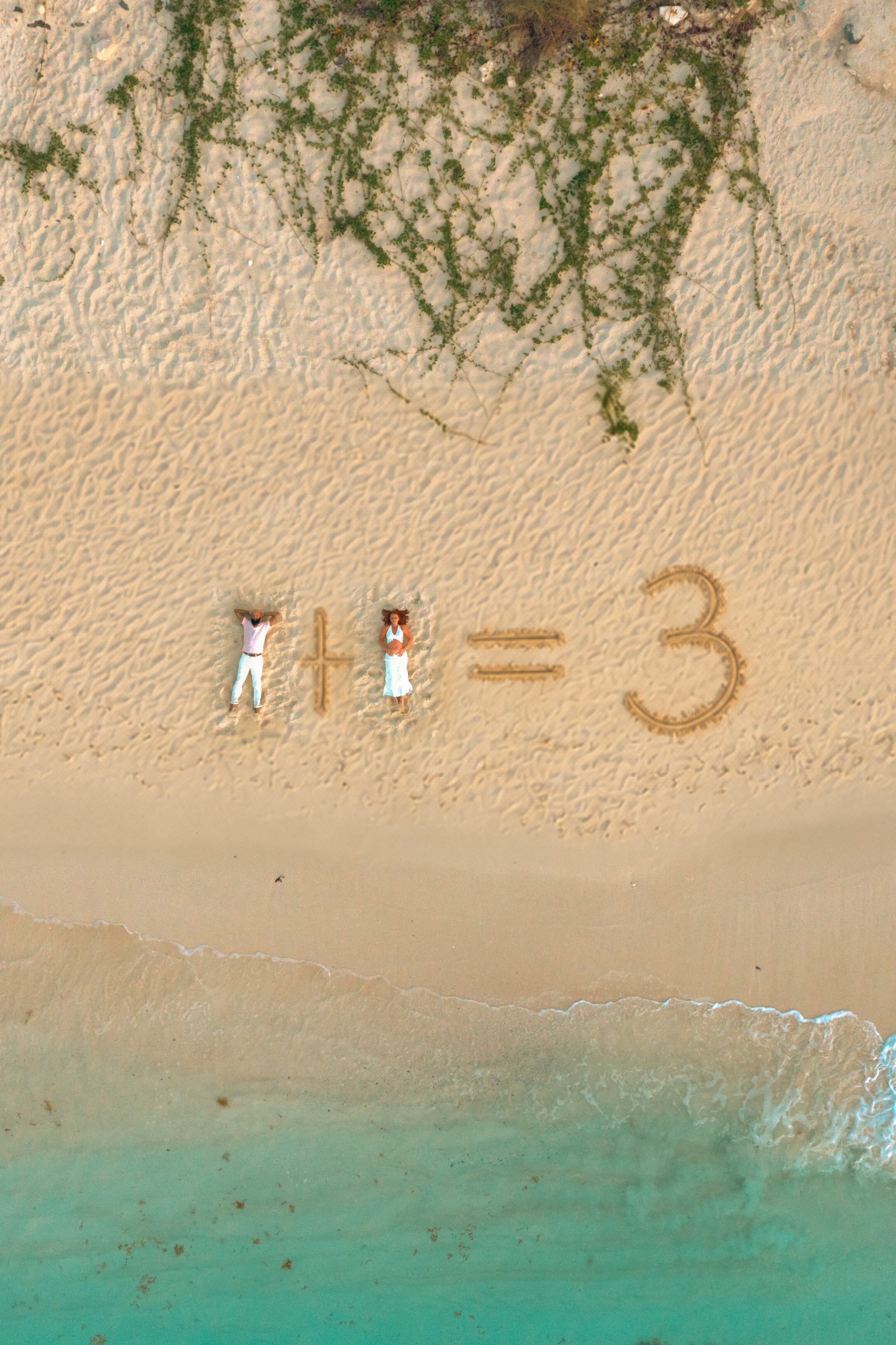 arieal drone shot maternity turks and caicos beach