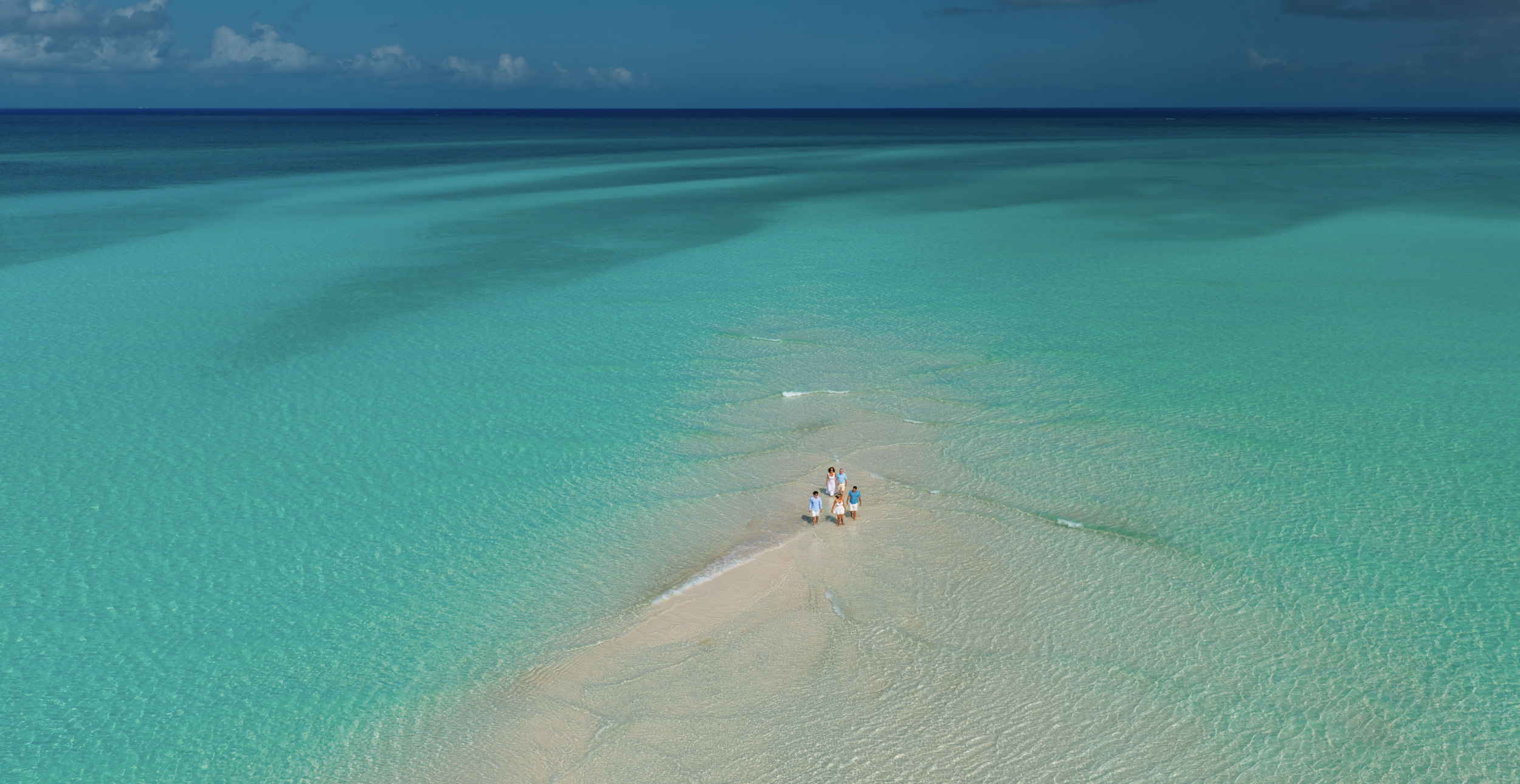 drone shot on the sand bank turks and caicos