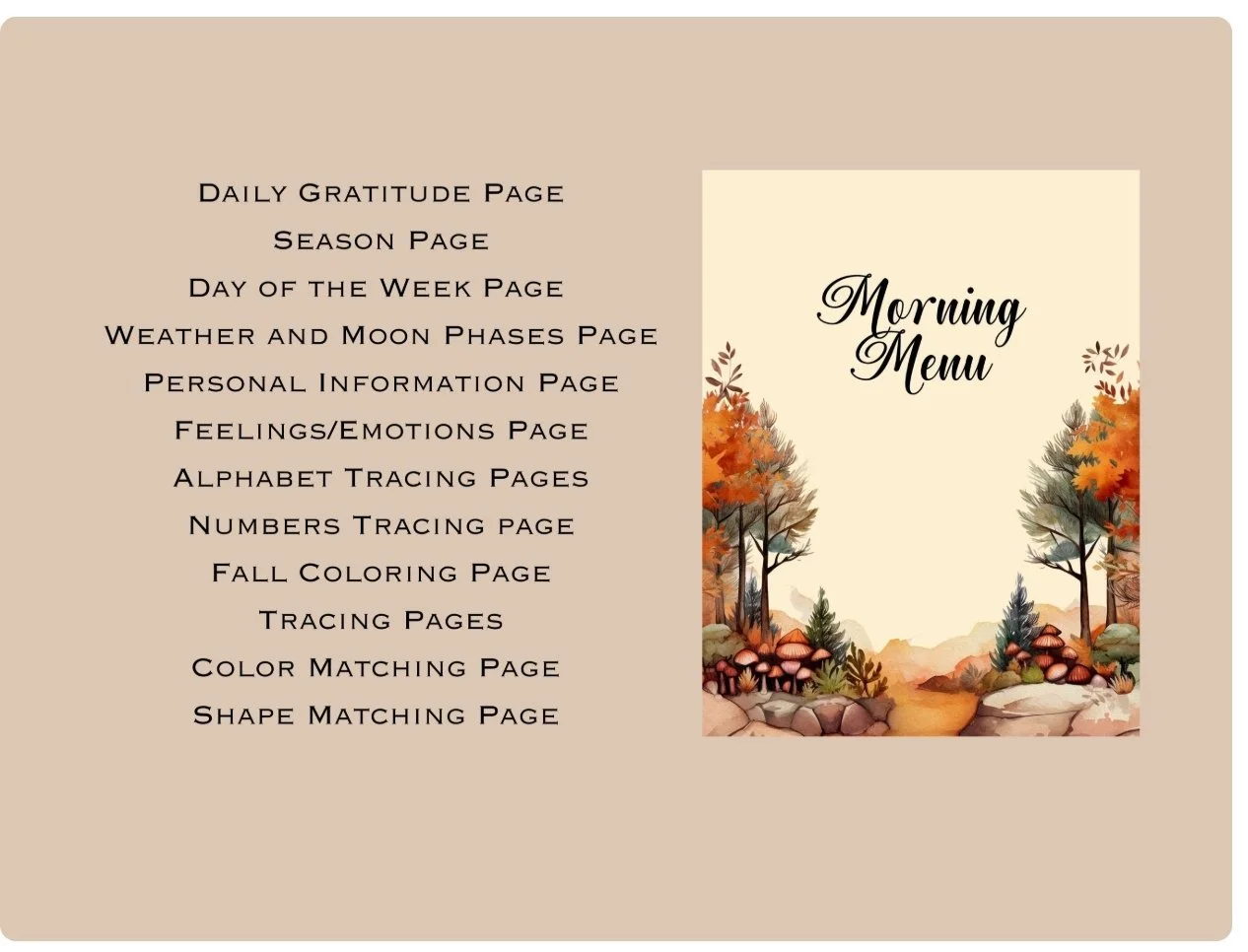 Free Printable Fall-Themed Kids Morning Menu Binder