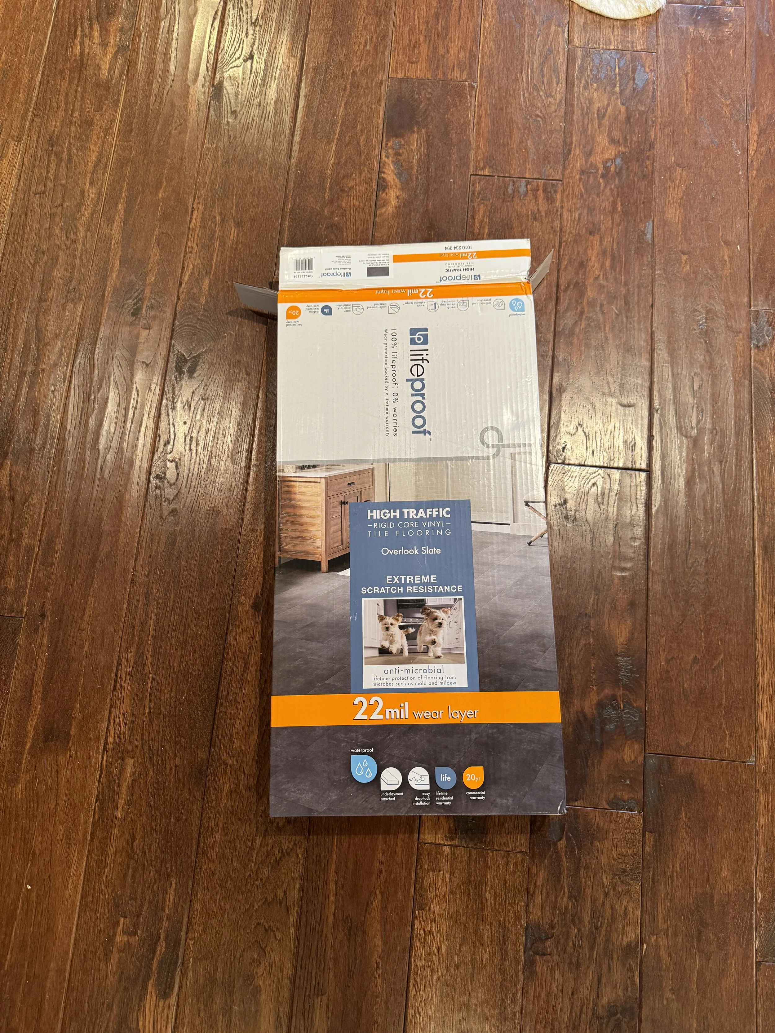 Now for the floors!  I'm using luxury vinyl plank, since it's incredibly durable, easy to install, looks fantastic, and is very reasonably priced.  Win/win/win/win!  