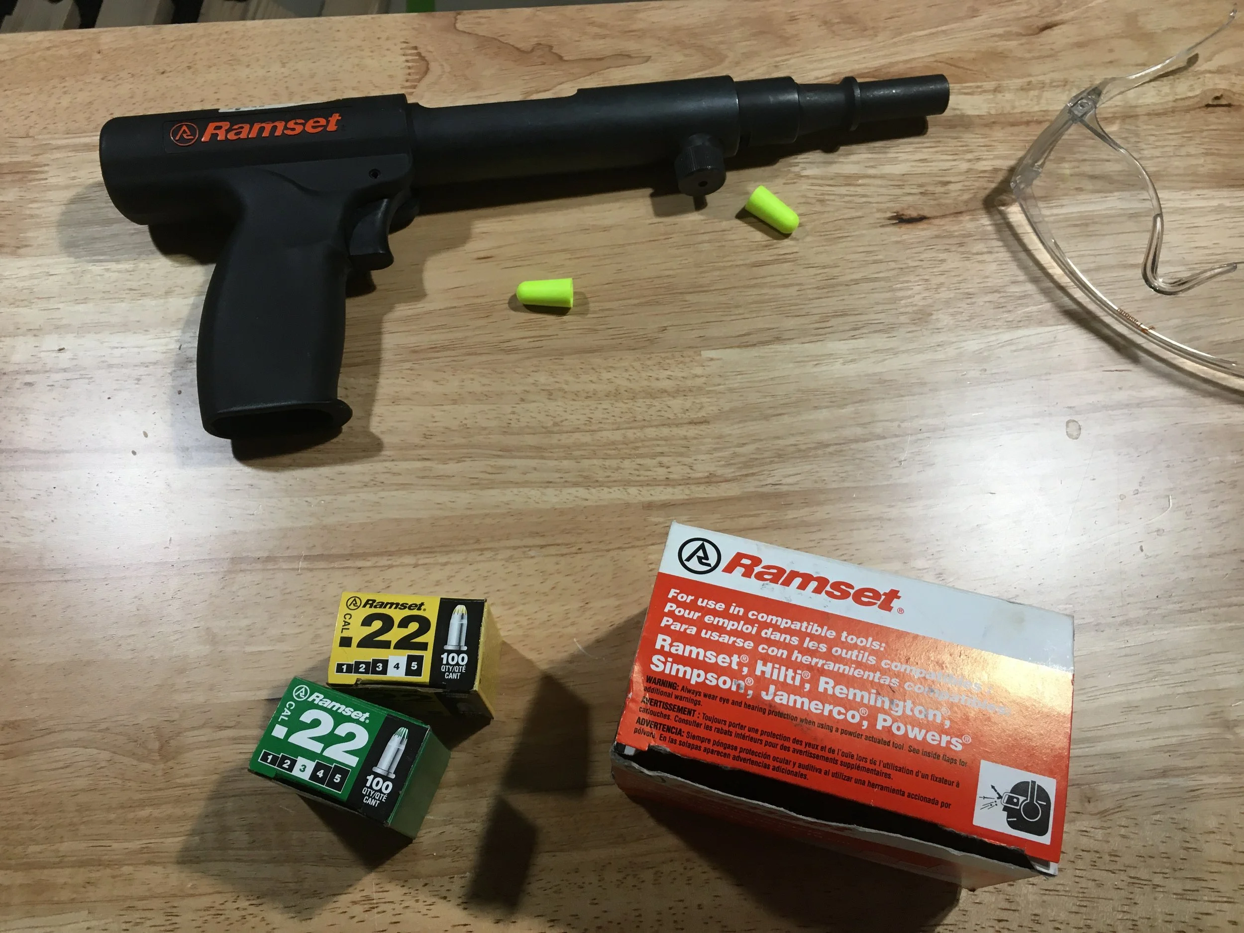 Firing nails into concrete with .22 caliber power loads is pretty cathartic after a stressful day (or week). Time to start framing!