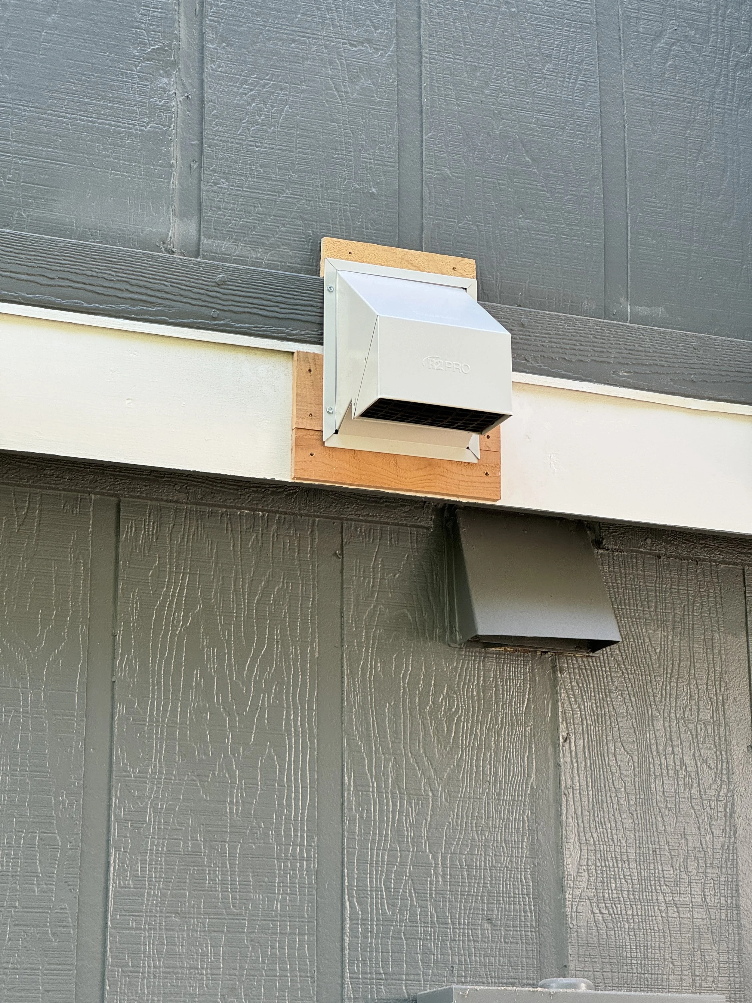 Then add the duct hood to the exterior, and seal it up.