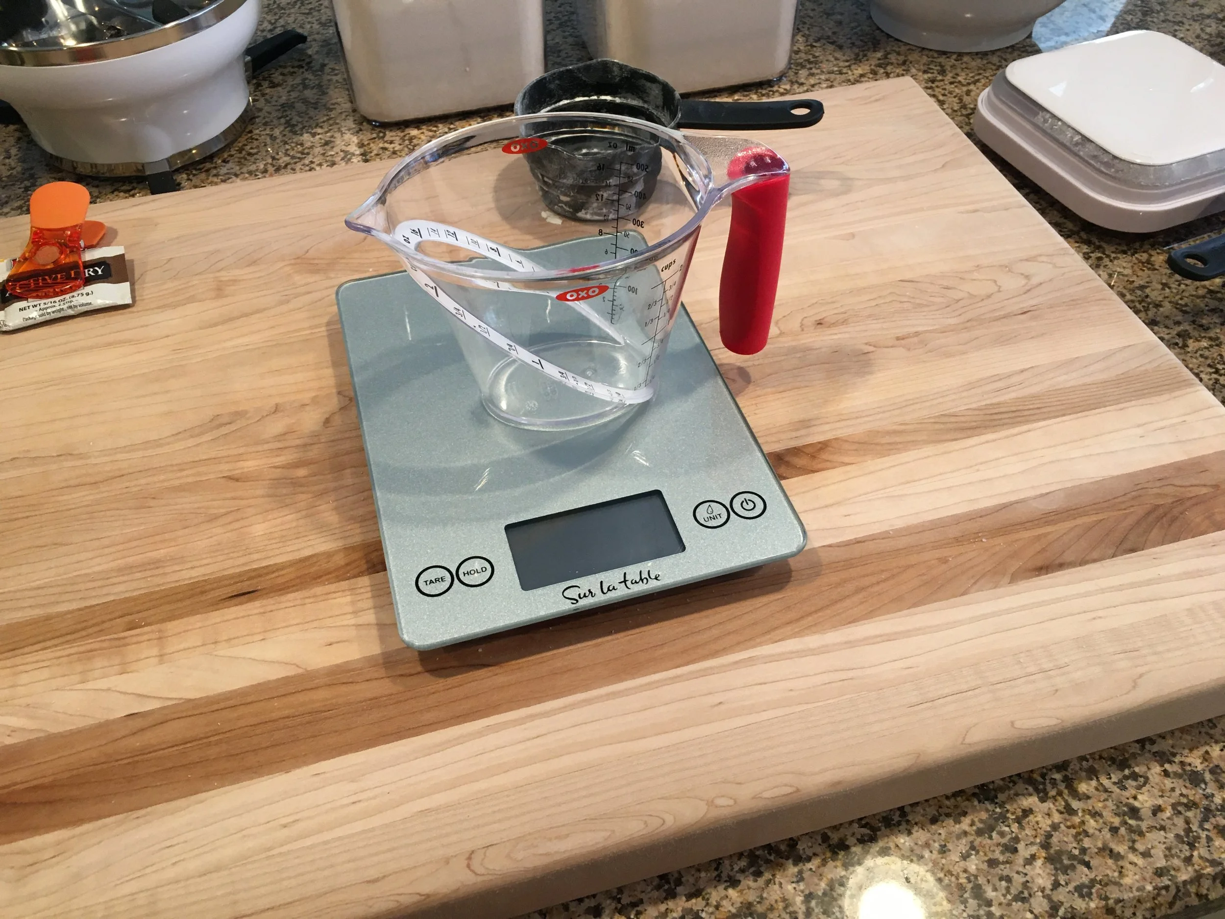 OH!  And I couldn't cook without this--I use this scale for basically EVERYTHING.  The things I didn't know I didn't know.  :)