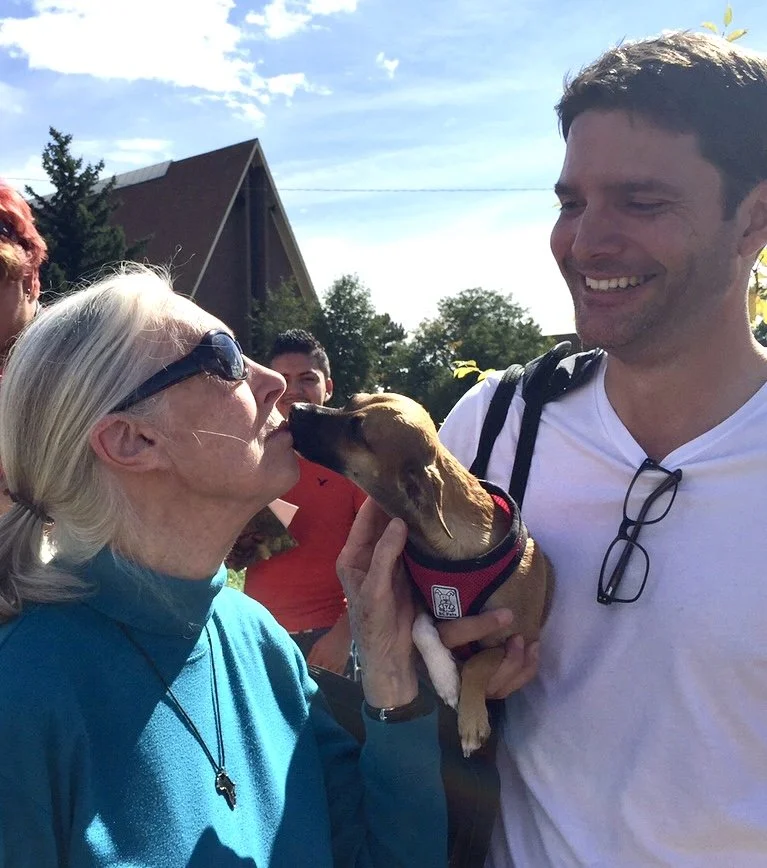 ...and she was kissed by Jane Goodall only a few weeks later!