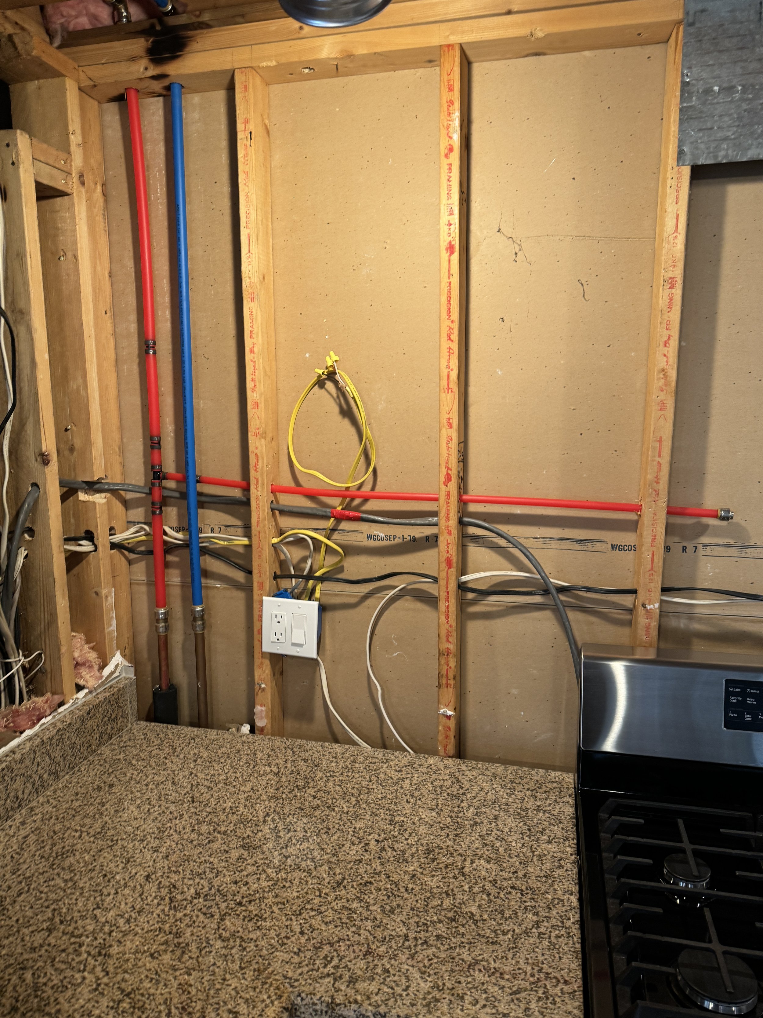 And, there is the hot water supply line for the upcoming pot-filler!