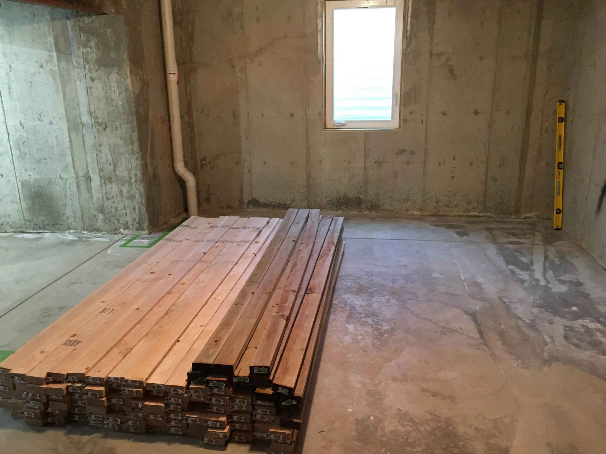 January 10, 2020: egress window has been installed, and we carried all of the 2x4's downstairs... I guess it's time to get started!