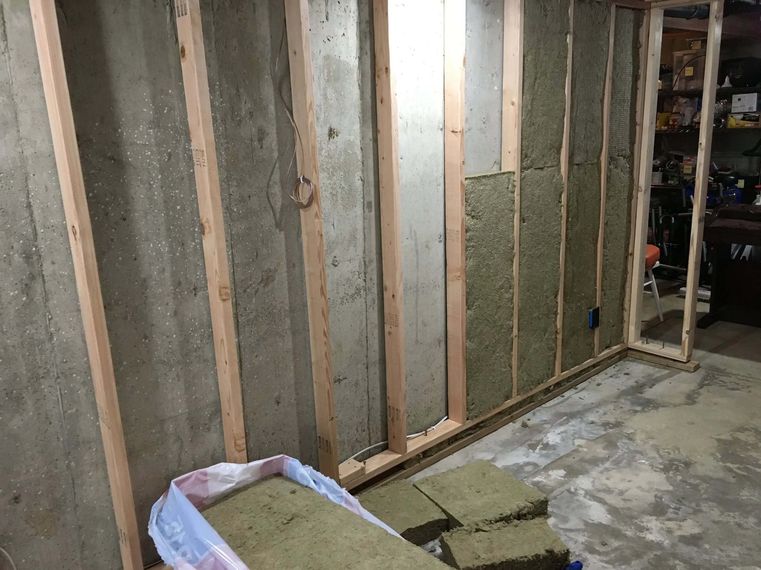 I chose Rockwool insulation--it's fire- and moisture-resistant in a way that fiberglass simply isn’t. Slightly more costly, but since I do all of this work myself, that was not much of a factor.
