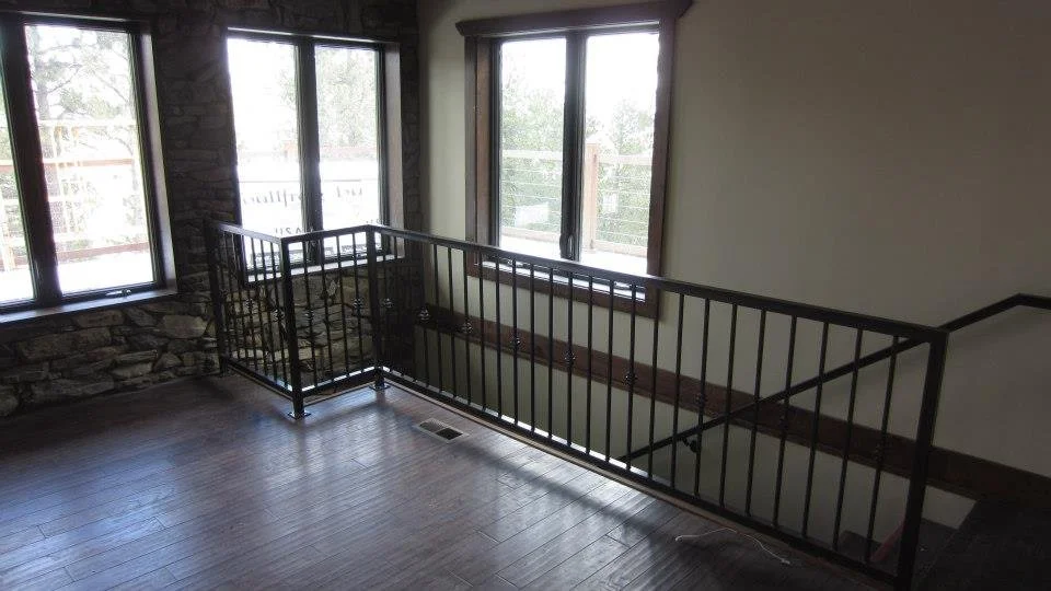 Stairway down to the finished lower level.