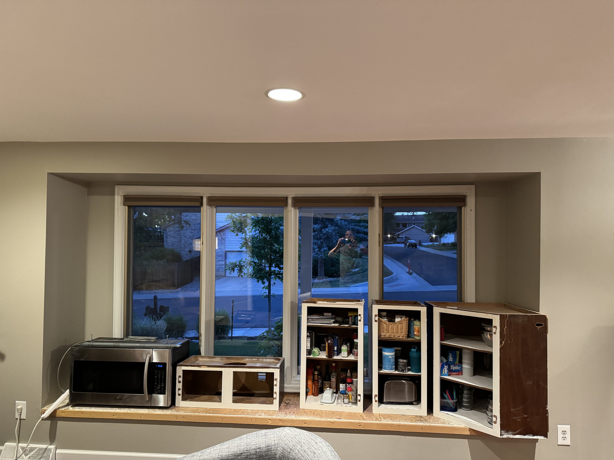 Oh! Can't forget to include a shot of our current, "temporary" kitchen cabinetry.  :)