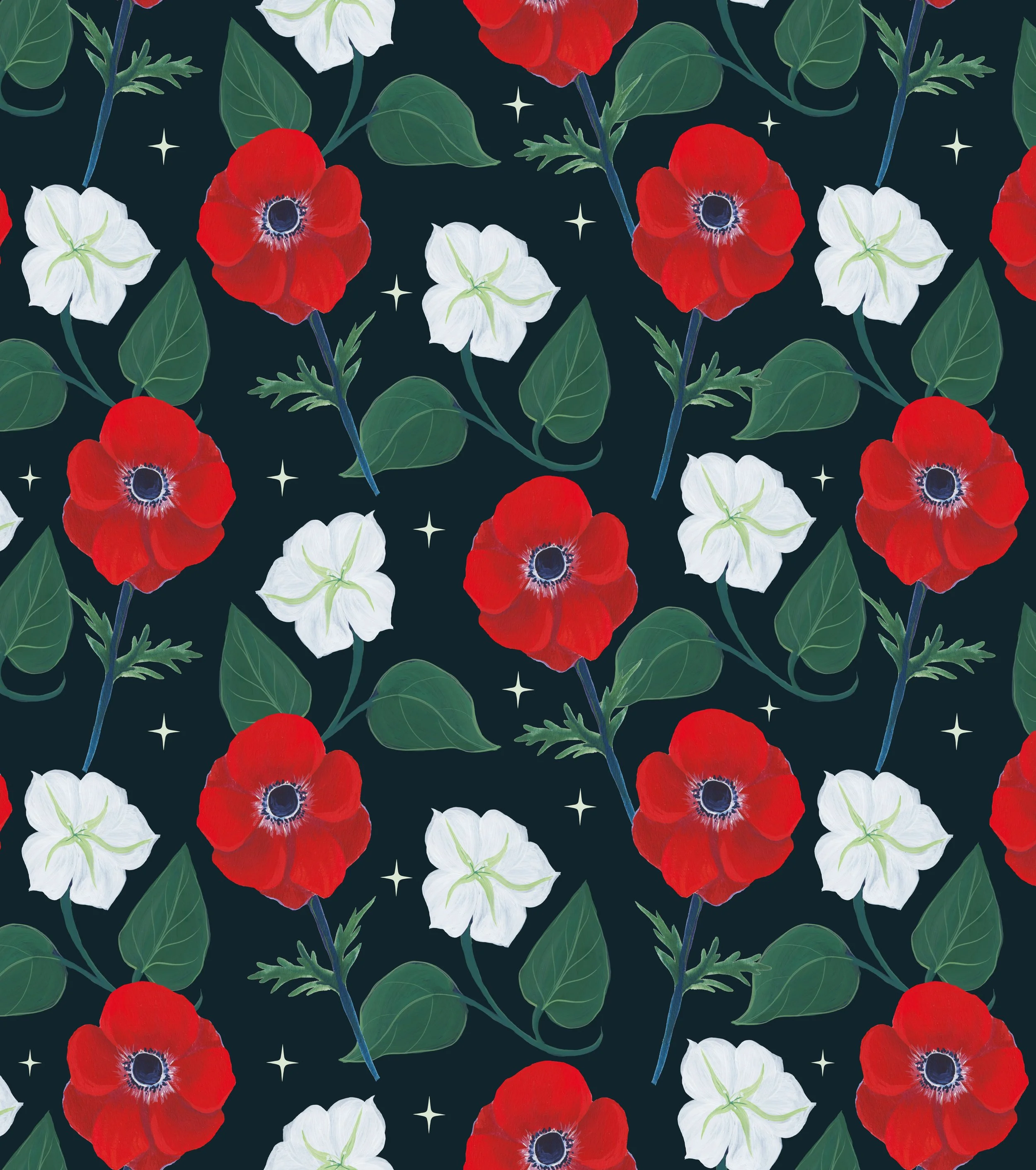 Moonflowers and Anenomes 