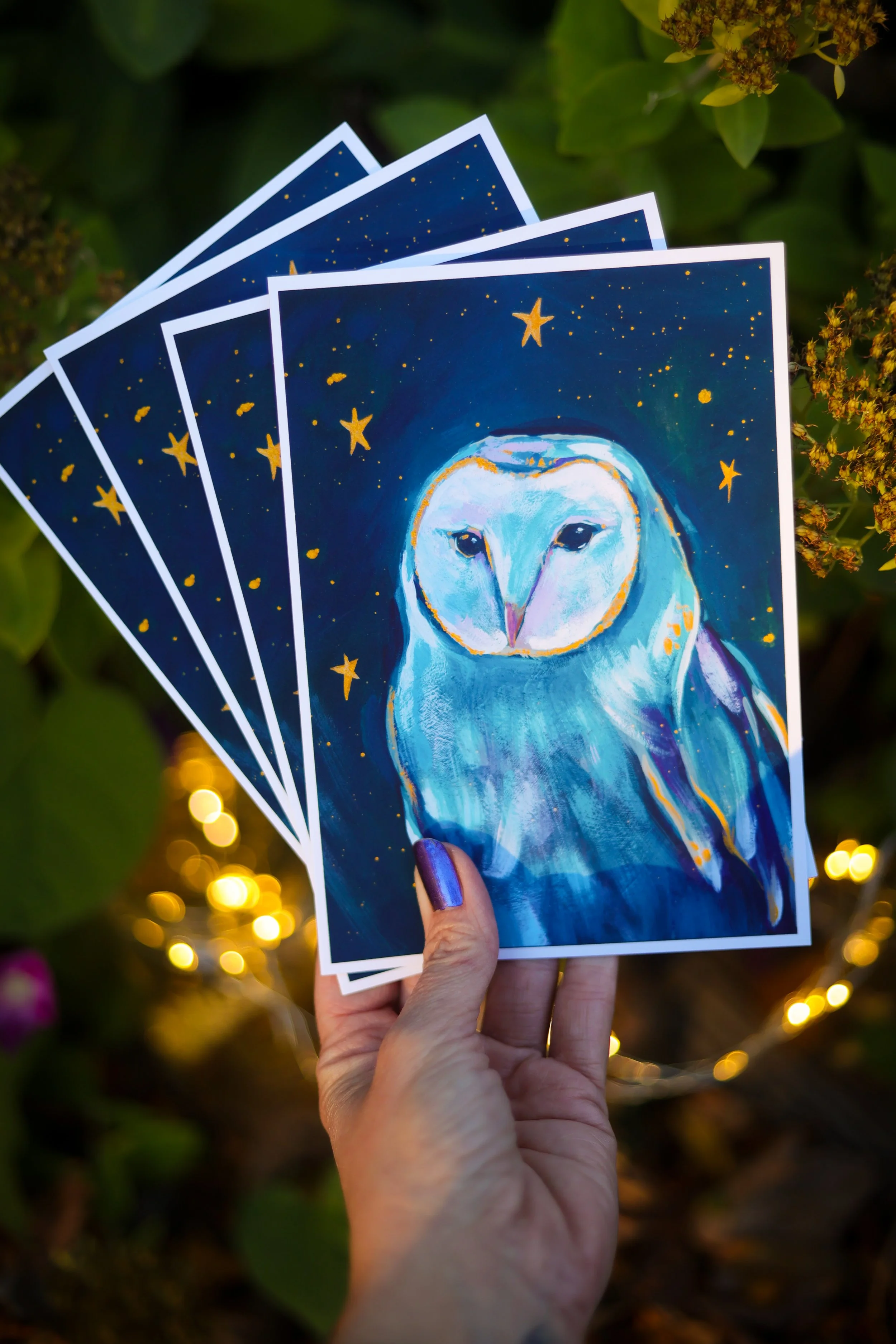 Christmas Owl Greeting Cards~ Set of Four