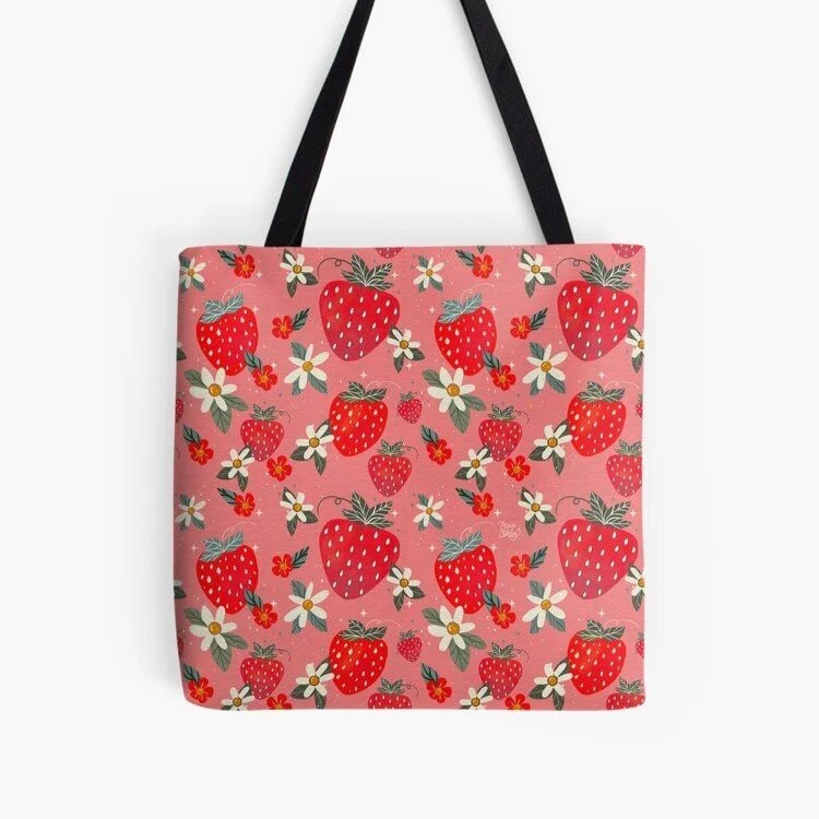 Strawberries~ Berry Pink Tote