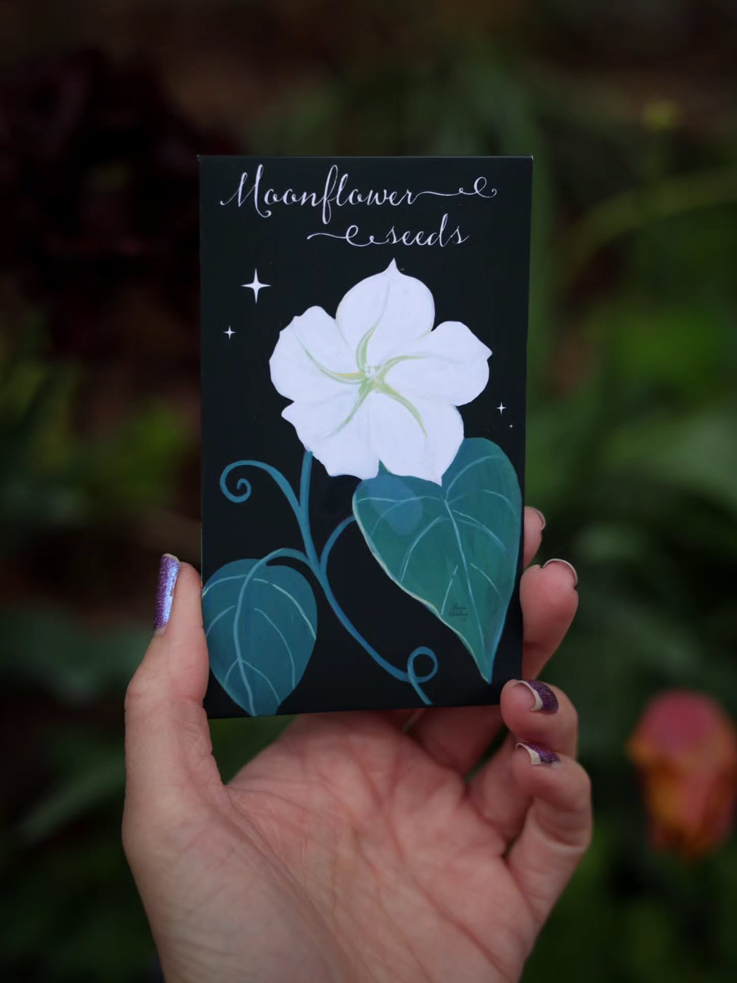 Flora De Lune~ The fourth star to shine in my little seed packet collection! 🤍🌙

My experience with moonflowers last summer was amazing. I was entranced by their beauty, their scent and the bloom time. I sat an watched one of the blooms unfurl at s