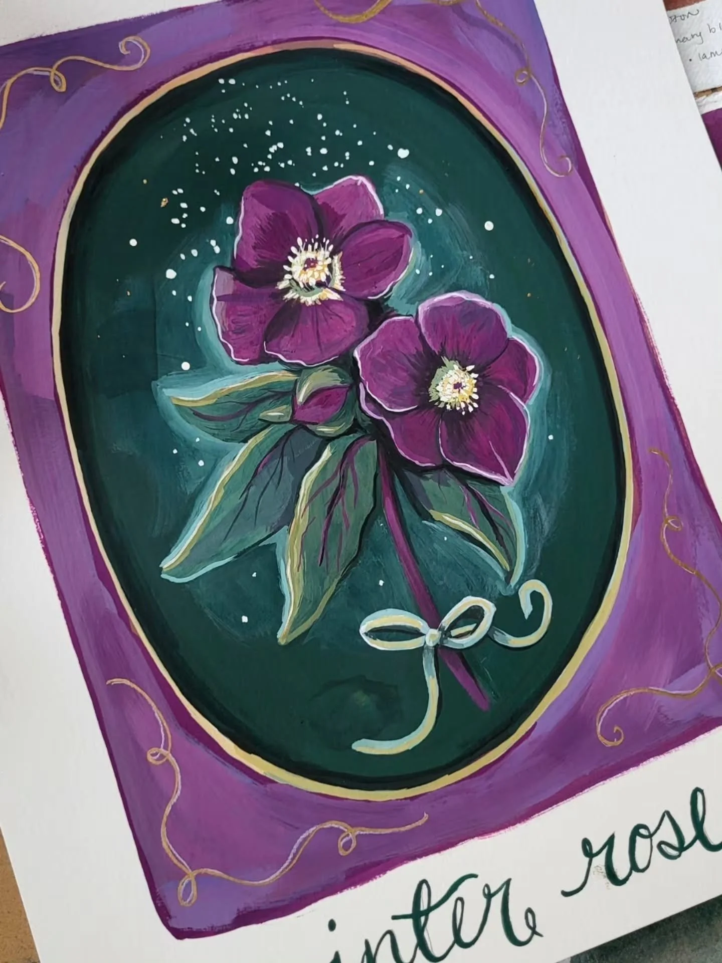 The 1st prompt for the month of May by #creativehighlights26 
.
Today I'm sharing a favorite artwork from 2025! 
.
For prompt #1 I have chosen this hellebore painting because they were one of the first paintings and inspiration for my upcoming book! 