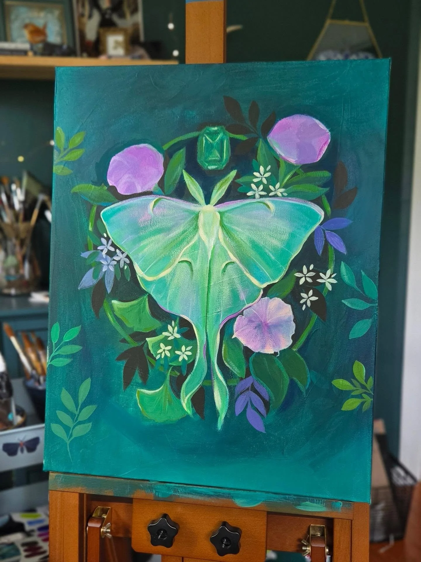 Progress on my new painting! I really let the magic shine here. Can't wait to show you the final work!💚✨️🦋

A great session yesterday with a little less time- sometimes that's the nice thing about less time- I make the most of it, or at least try t