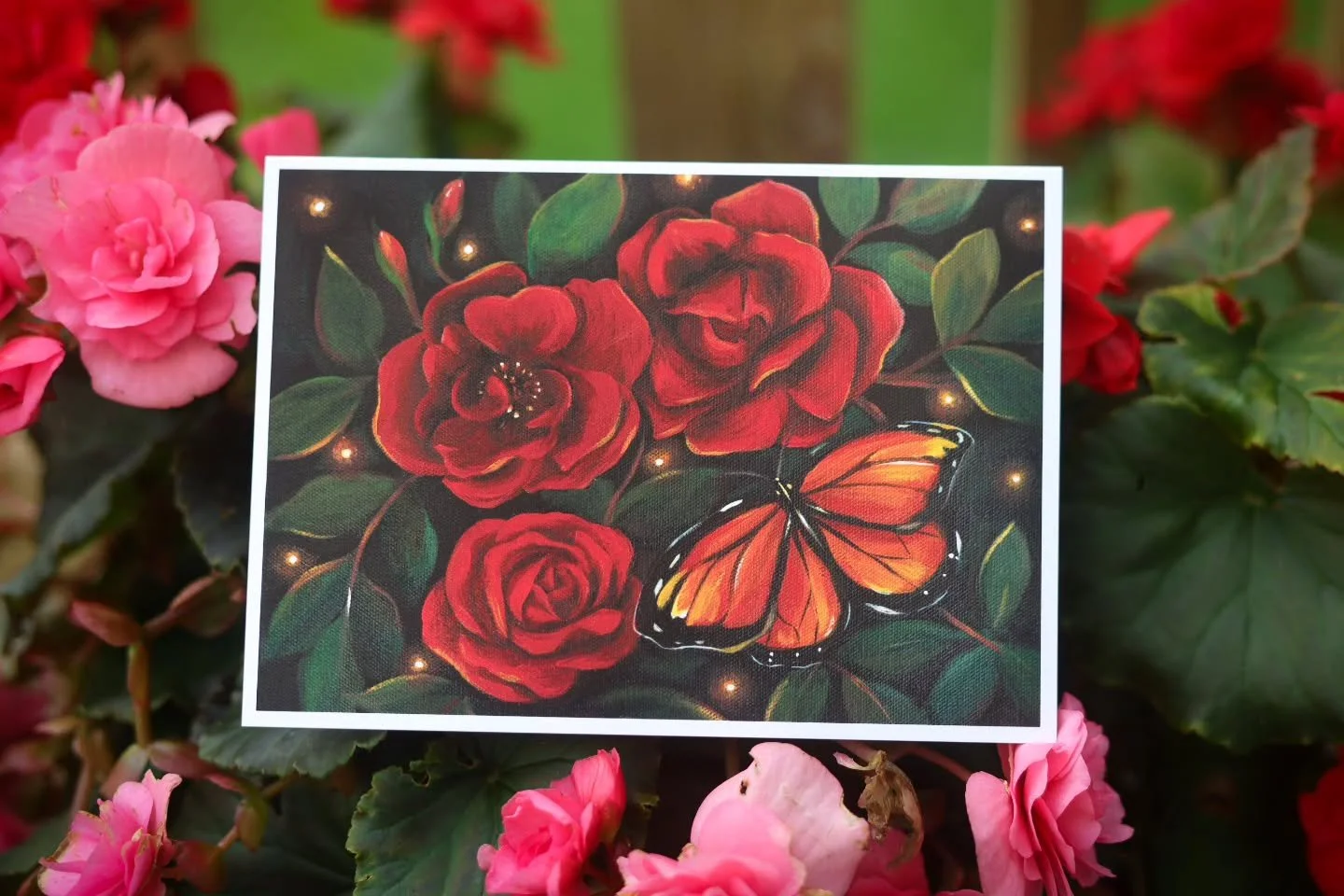 Prints and Paintings✨️
.
New greeting card designs, along with a new size (squares!)! 🦋
.
A new print with optional gold leaf! ✨️
.
Lush, vibrant, one of a kind paintings! ❤️🌹
.
www.mariaoverlayart.com