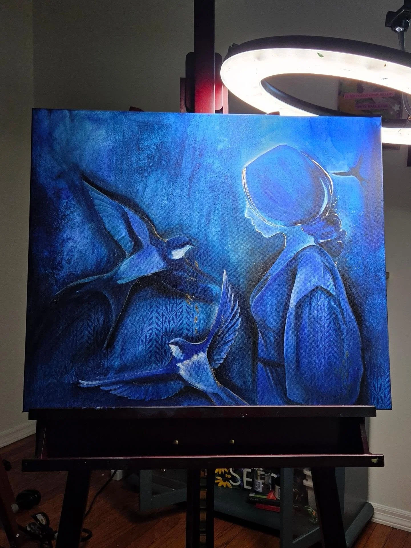 I've been working on this painting strictly for fun! While all paintings are fun to create, I wanted to create this one just for myself, honestly!
 Its an idea that's been floating in my mind for a few weeks and I have a stretch of time to quietly an
