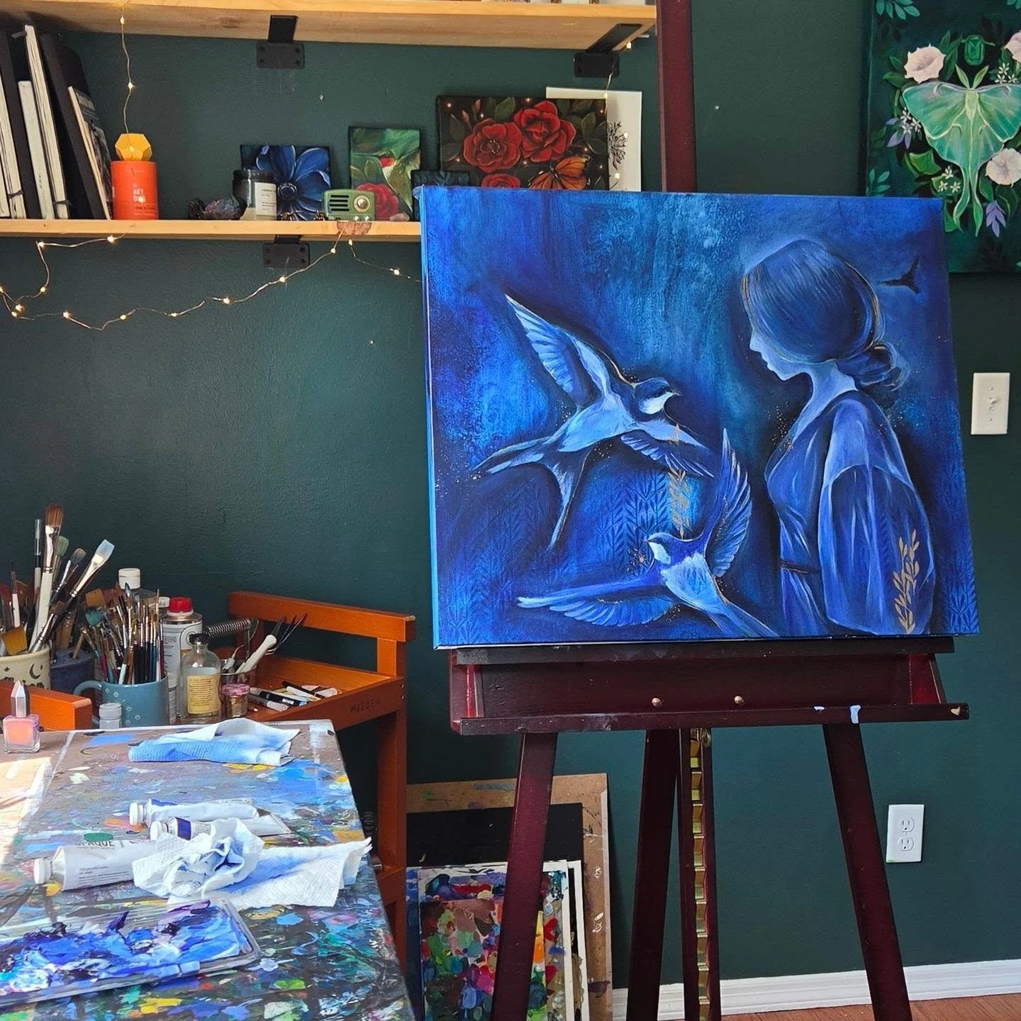 Process/Progress Images of my new painting. 
Sometimes you have to paint just for you, and just for fun. I had no real intentions on recording the process other than photos, because I like to view them for reference on how far I've come along in the 
