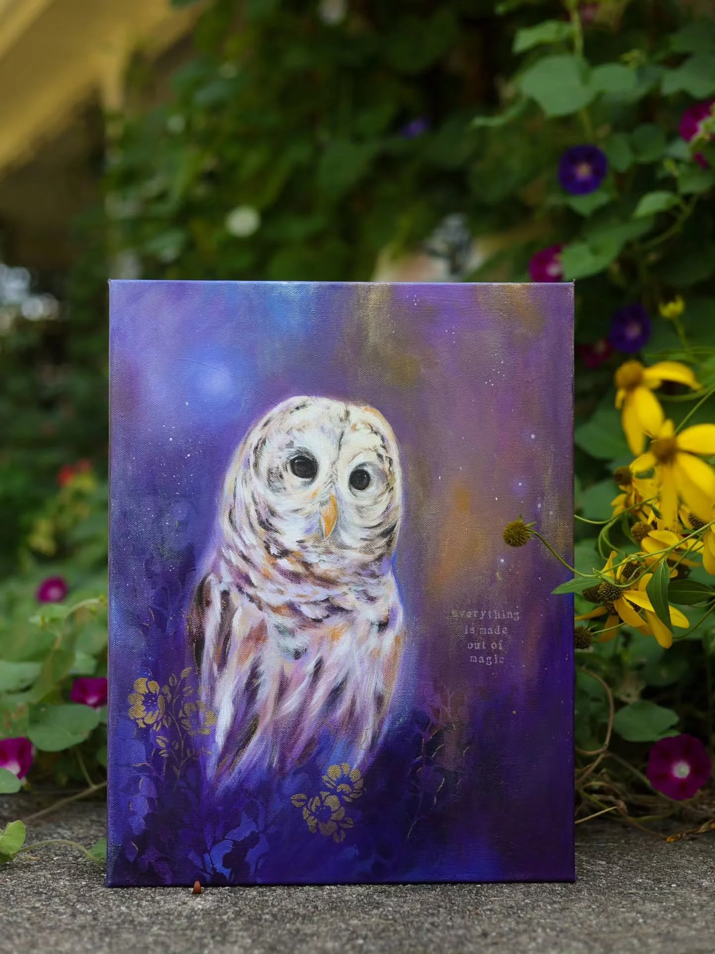 Everything is Made Out of Magic ✨️🦉
.
This sparkly, magical owl painting of Arya the barred owl is a Giveaway for a fundraiser for Humane Indiana Wildlife Center here in Valparaiso Indiana! All proceeeds of the giveaway entry fees are donated to the