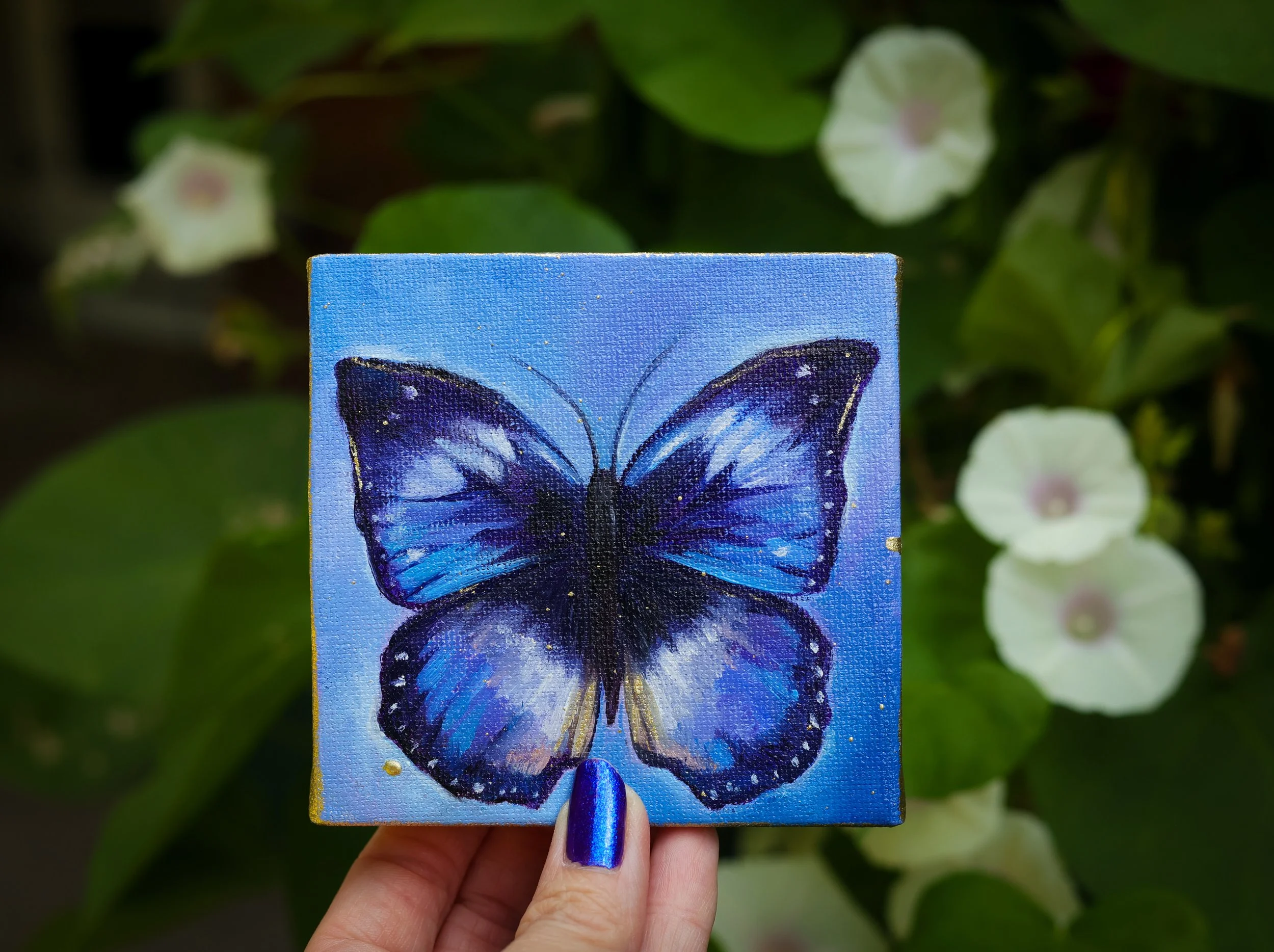 Transformative Journey (Blue and Purple Butterfly) Original Oil Painting