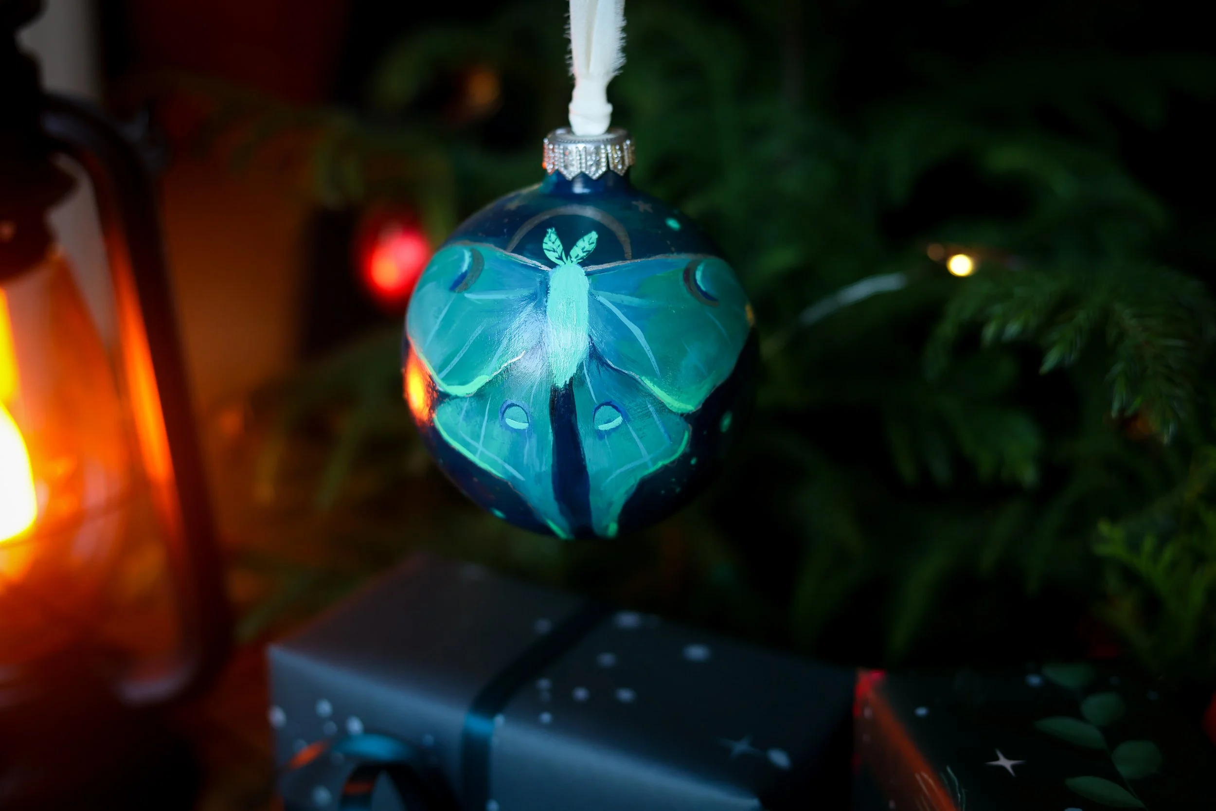 luna moth ornament painting