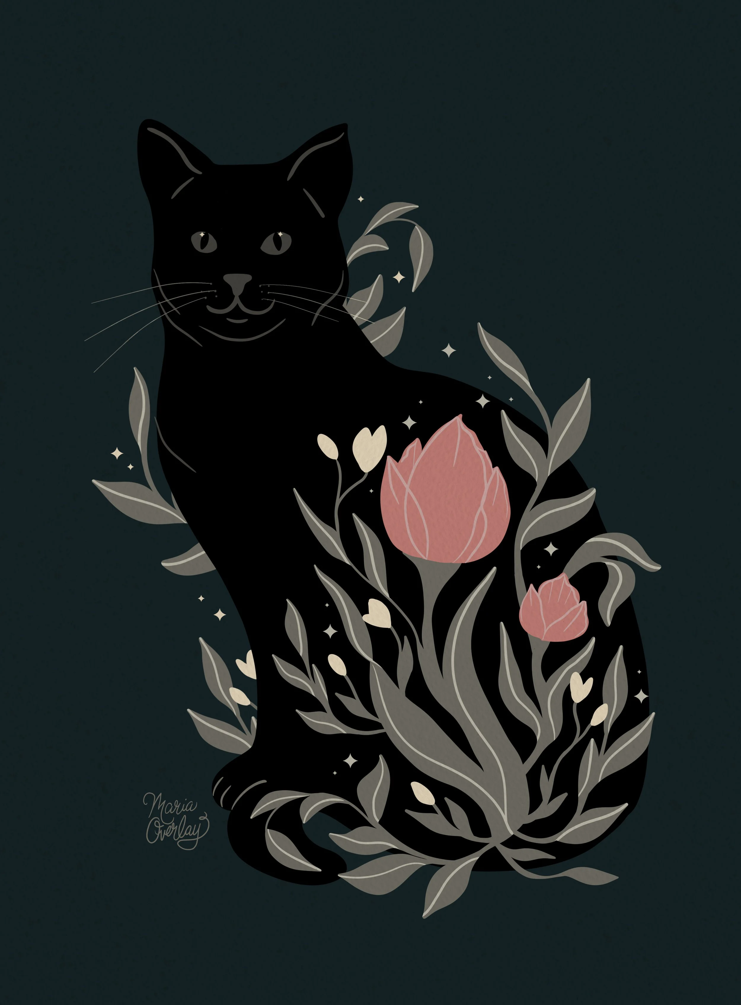 cat and flowers teal.jpg