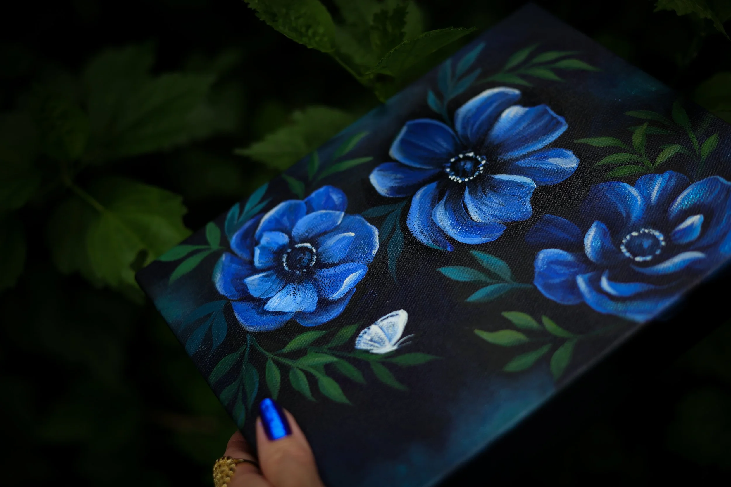 blue anenome painting