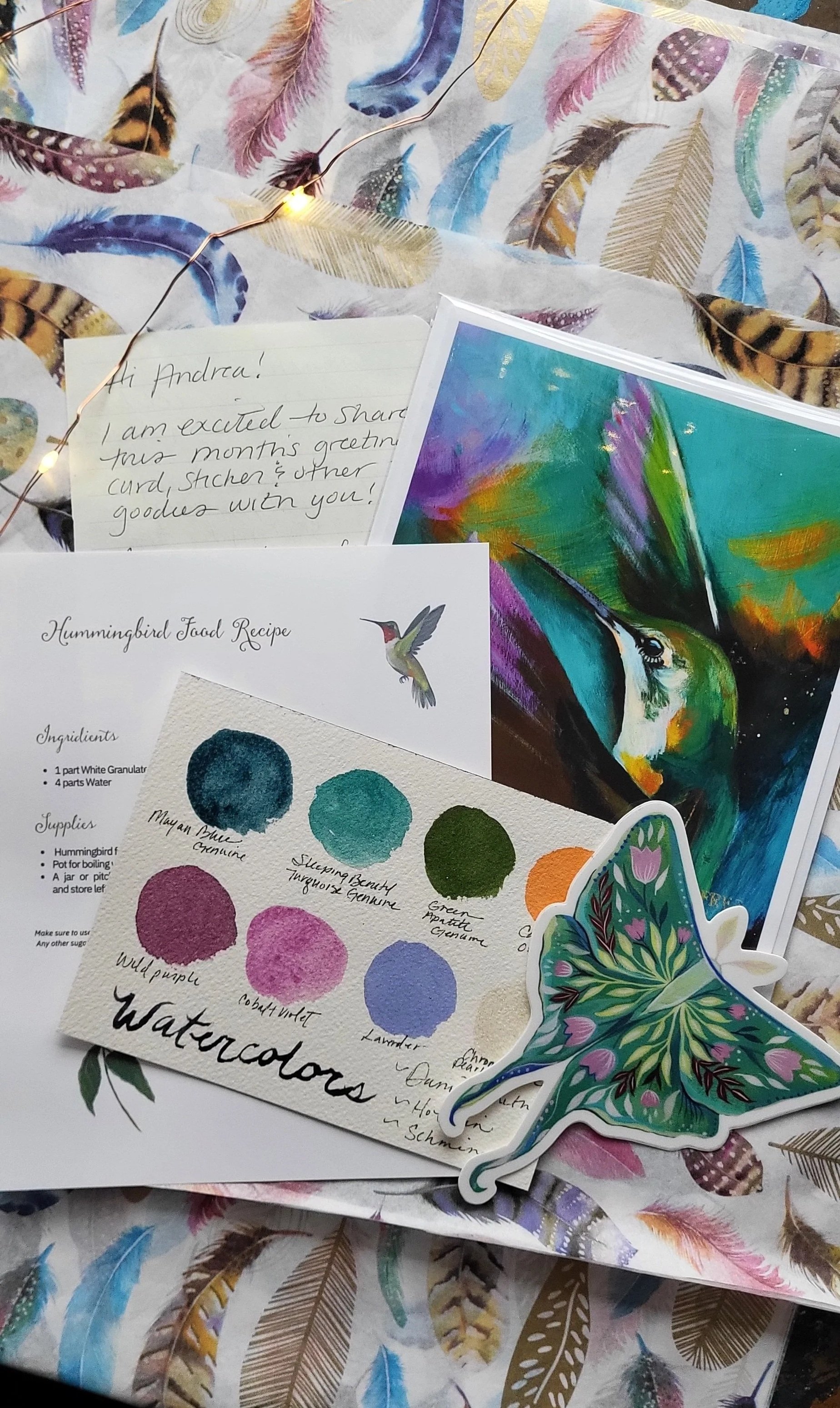 hummingbird print and stickers